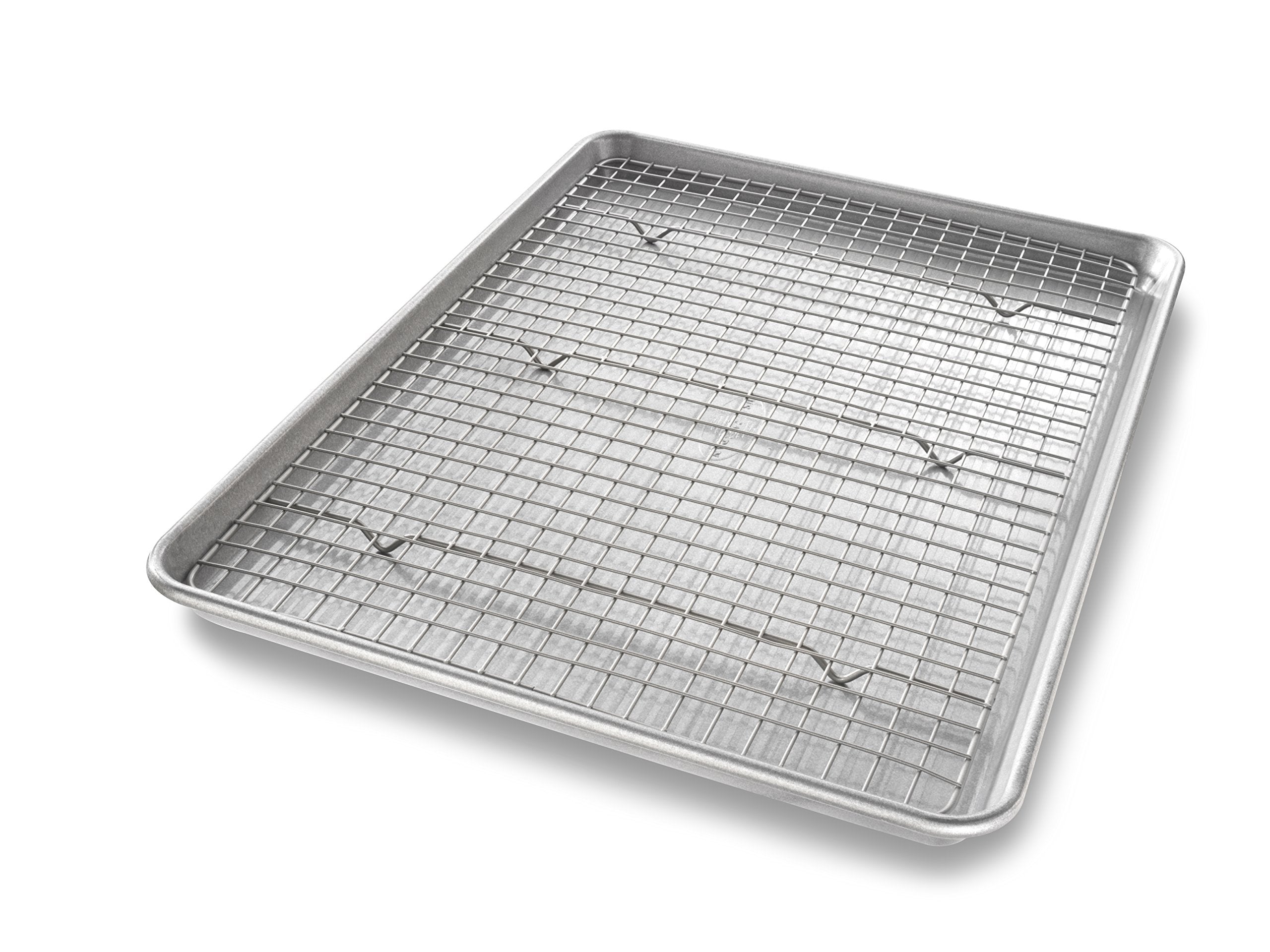 Usa Pan Bakeware Half Sheet Baking Pan And Bakeable Nonstick And Cooling Rack Set, Metal