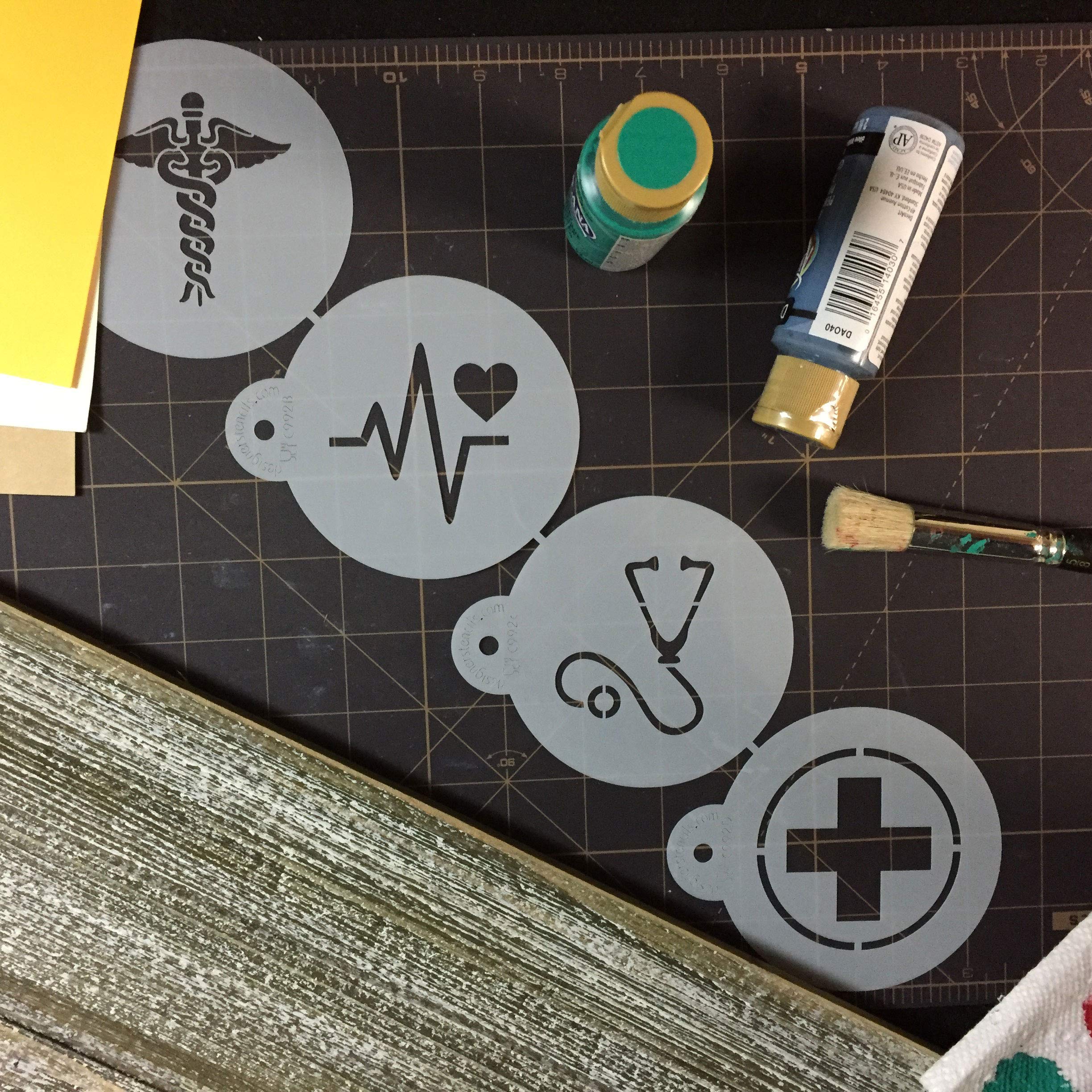 Medical Symbols Cookie Stencil Set C992 By Designer Stencils Beige/Semi-Transparent, 2.5 X 2.5