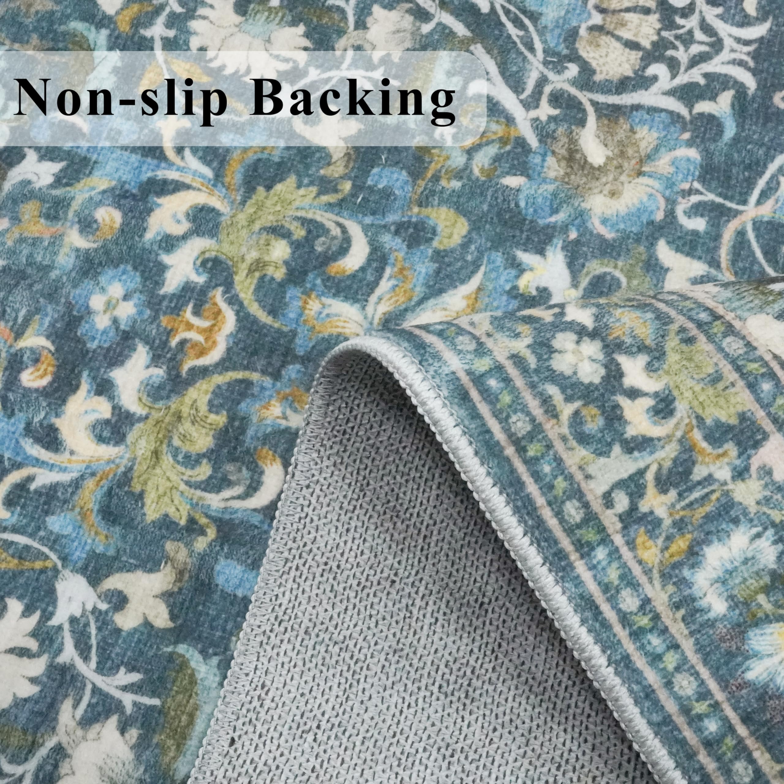 Washable 2x4 Entryway Area Rugs: Anti-Slip Thin Kitchen Carpet Indoor Light-Weight Doormat Ultra Soft Low Pile Nursery Room Rug