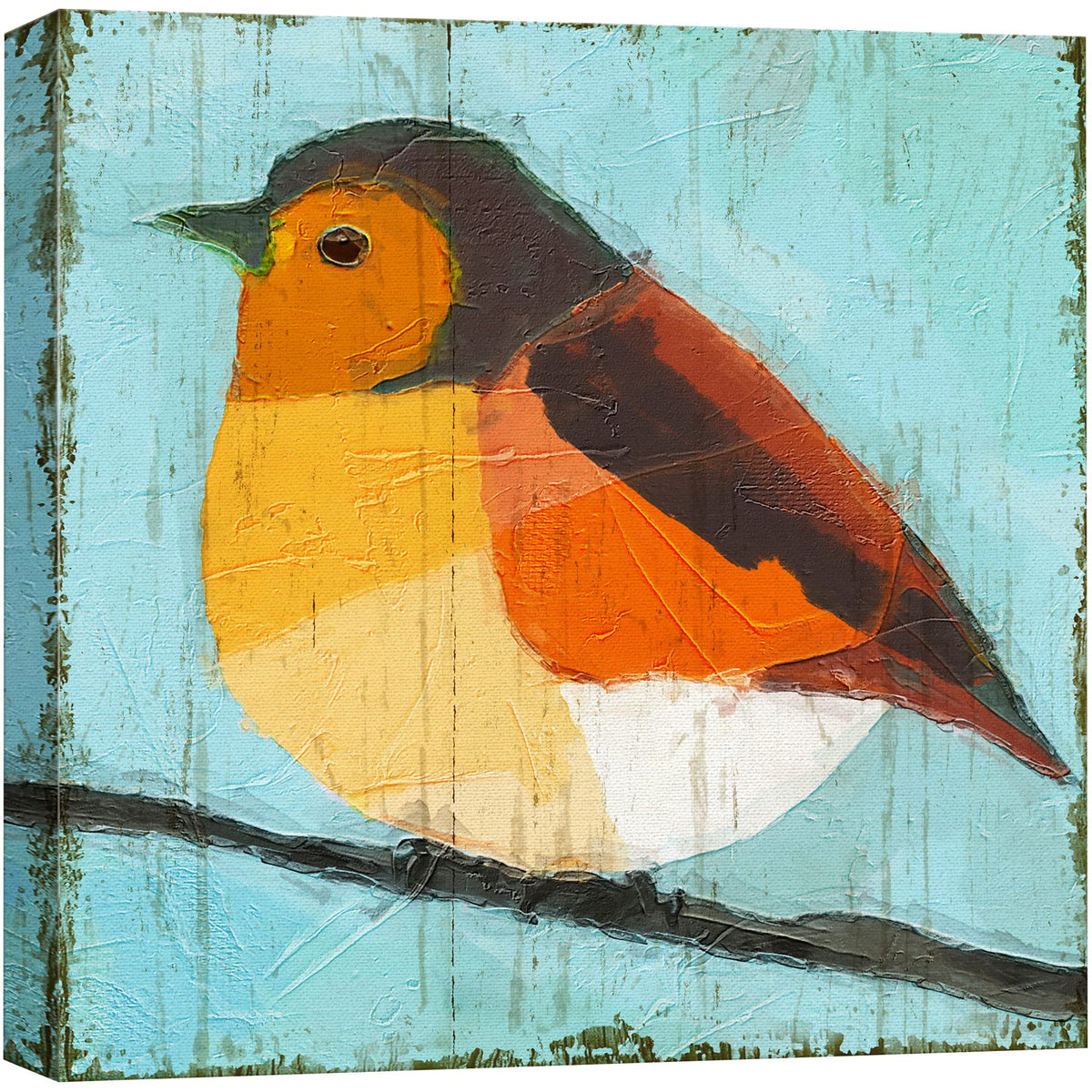 Wall26 Canvas Print Wall Art Textured Geometric Orange & Yellow Robin ...