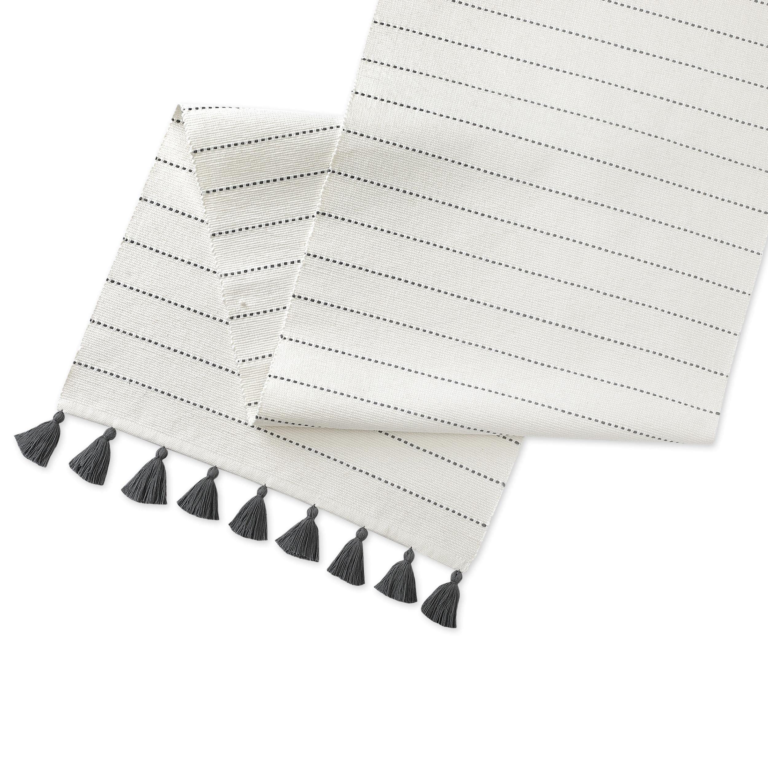 Folkulture Table Runner With Tassels For Home Dining Room Table, Farmhouse Style D  Cor For Kitchen, 100% Cotton 72 Inches Long