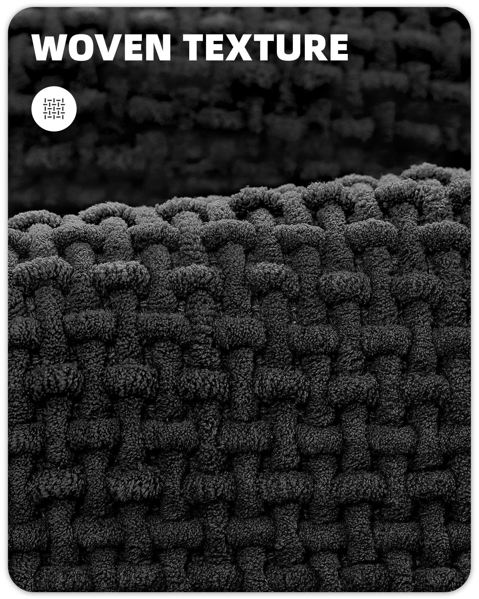 Upgraded Chenille Bathroom Rugs - Adorn Your Bathroom With Color G Black Bath Mat - Absorbent, Non Slip, Soft, Machine Washable,
