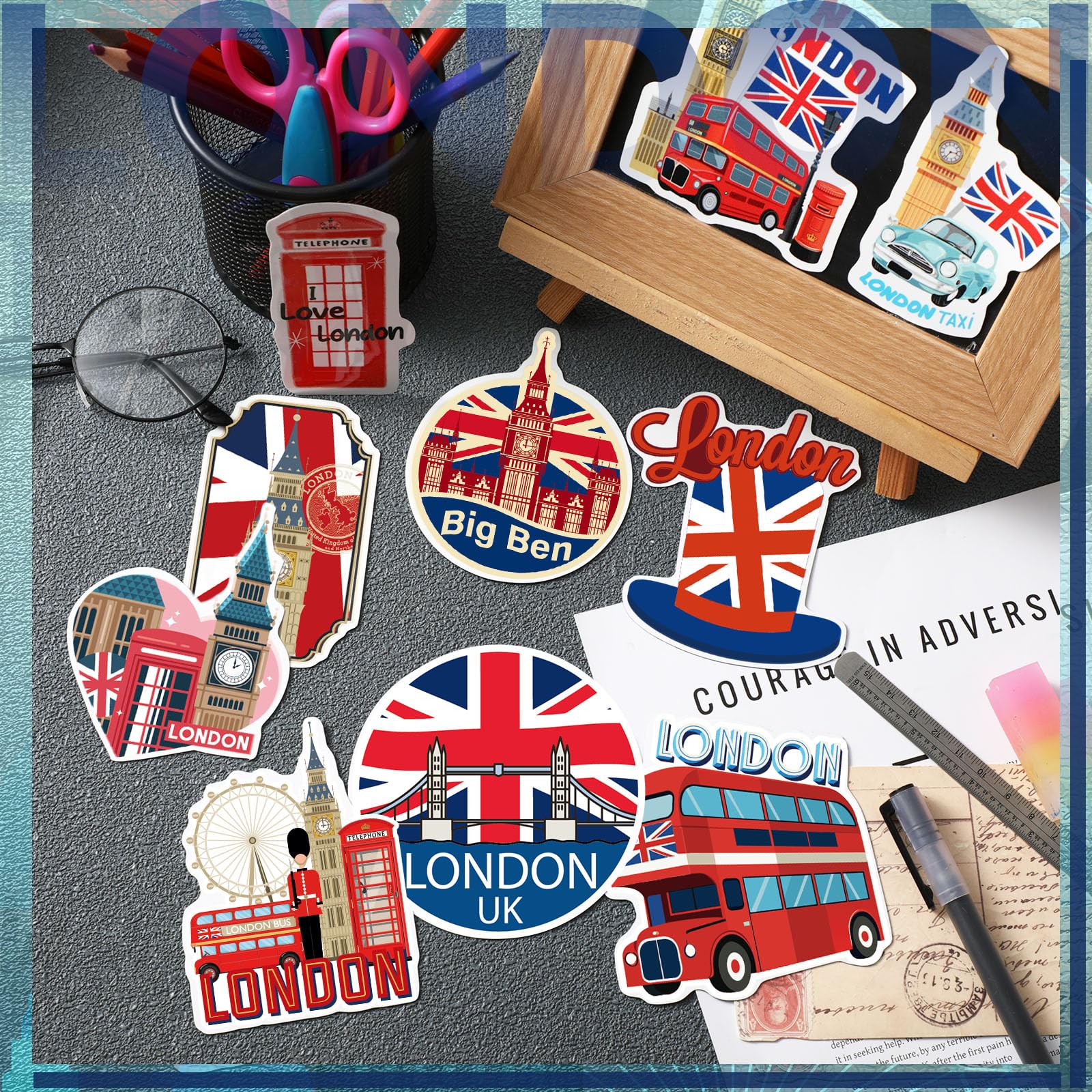 Fabbay 25 Pcs London Themed Fridge Magnets London Souvenirs Gifts Magnetic Refrigerator Stickers Metal Refrigerator Magnets Car
