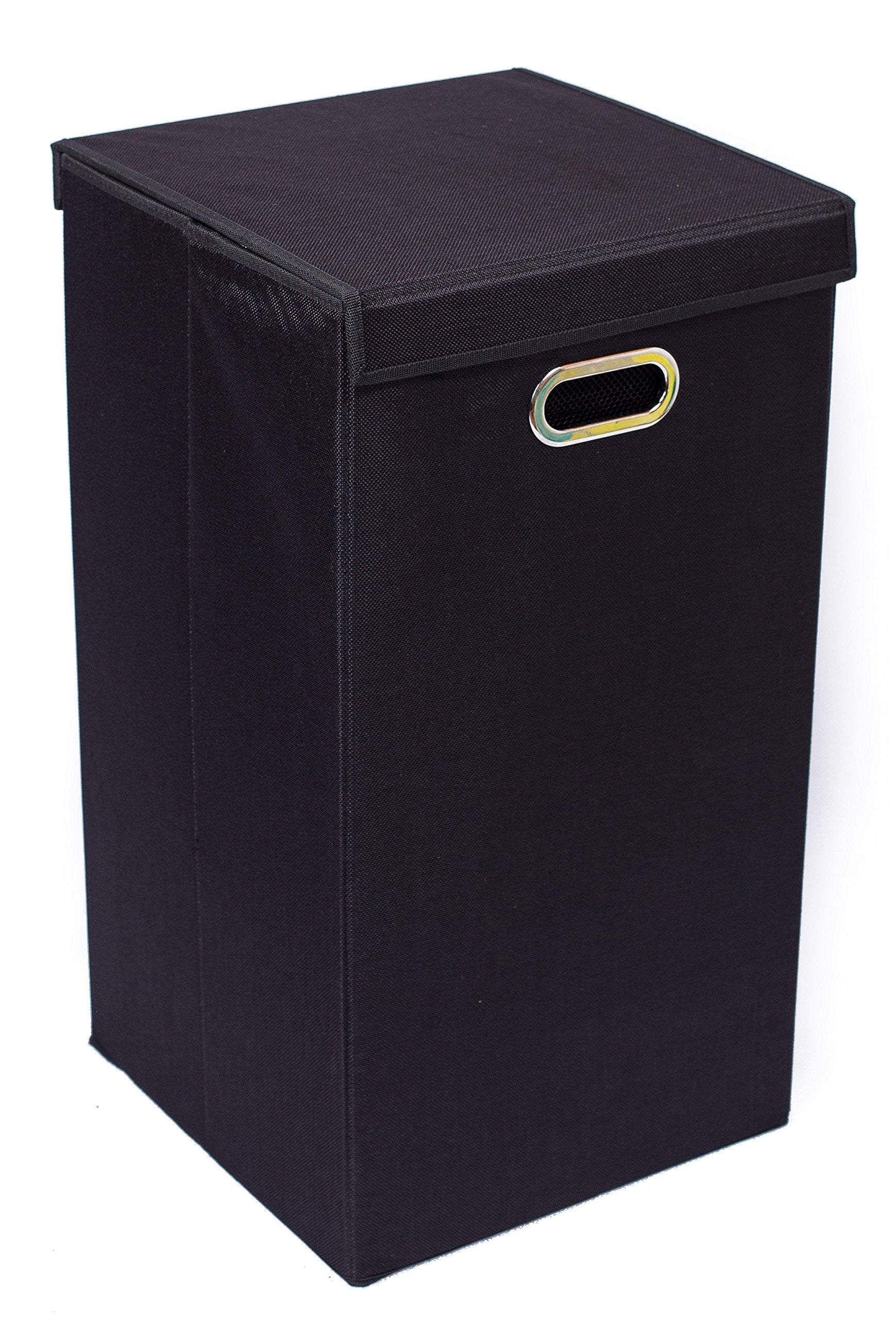 Birdrock Home Single Laundry Hamper With Lid And Removable Liner - Linen - Easily Transport Laundry - Foldable Hamper - Cut Out