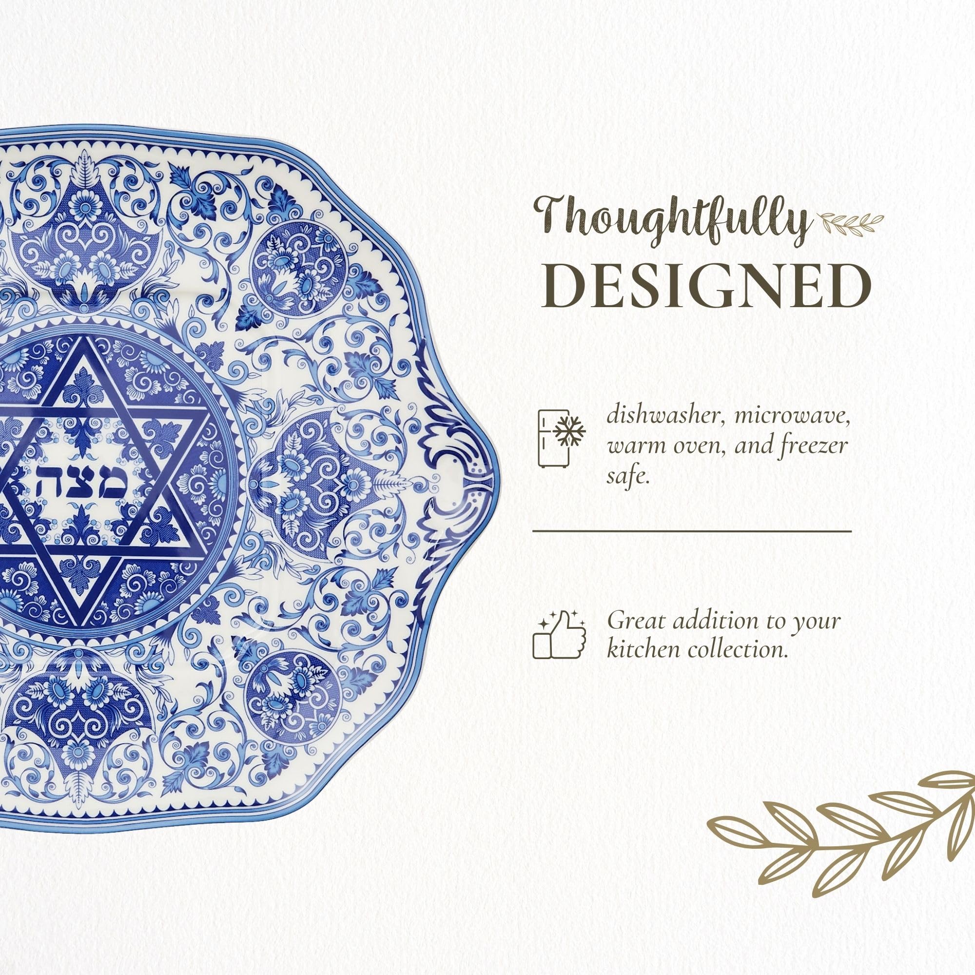 Spode Judaica Matzoh Plate  11.5 inch Platter for Matza  Made of Fine Porcelain  Dishwasher Safe