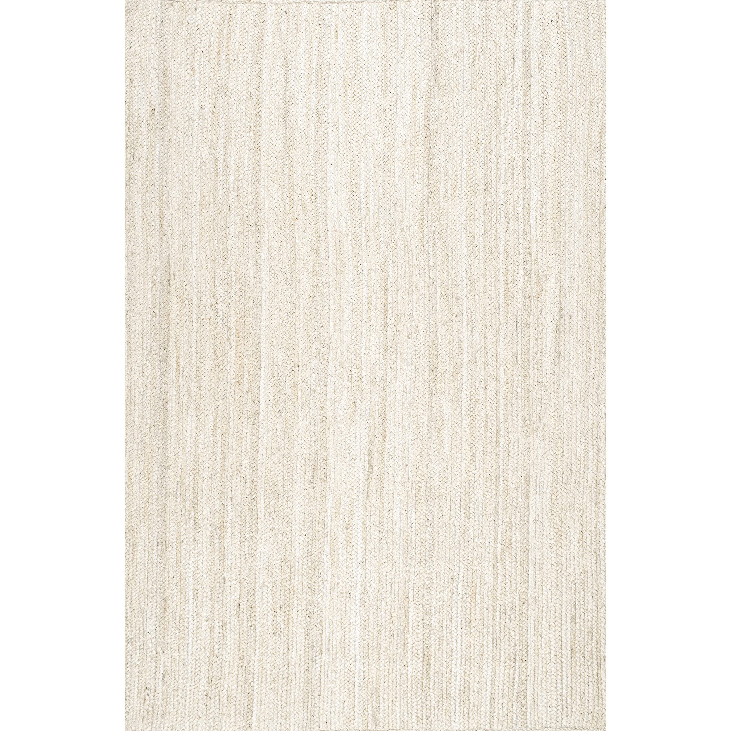 nuLOOM 5x8 Rigo Jute Hand Woven Area Rug, Off White, Solid Farmhouse Design, Natural Fiber, For Bedroom, Living Room, Dining Roo