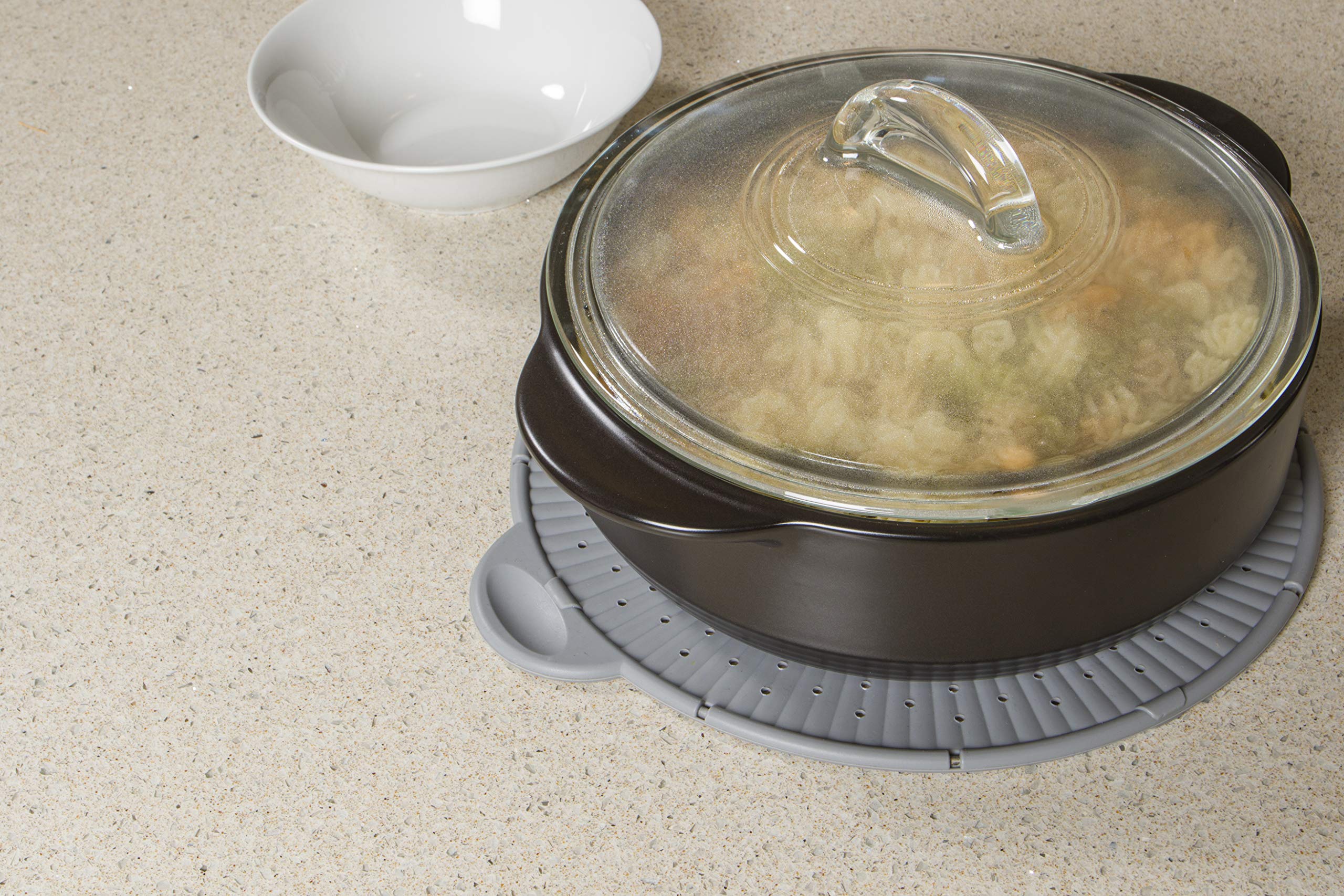 Simply Served Trivet 3-In-1 Splatter Screen, Large, Gray