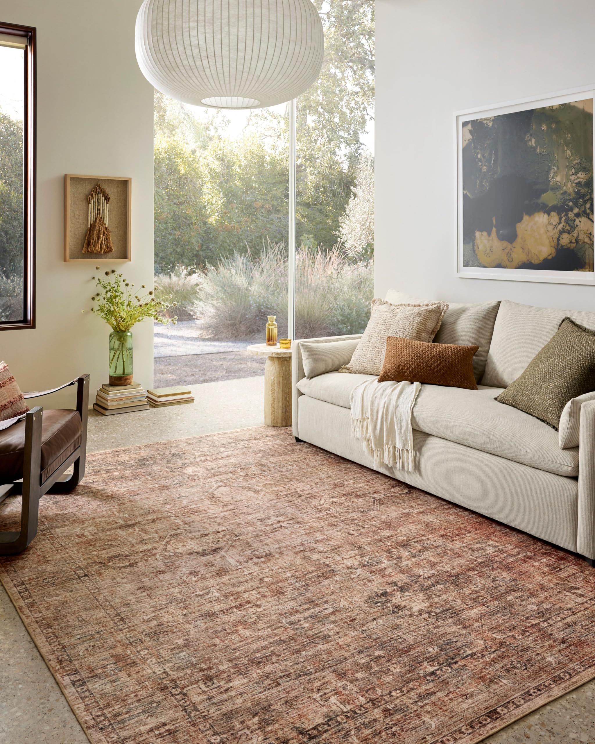 Loloi Anniston Collection ANS-06 Clay/Charcoal 2-6 x 7-6 Machine Wash Runner Rug