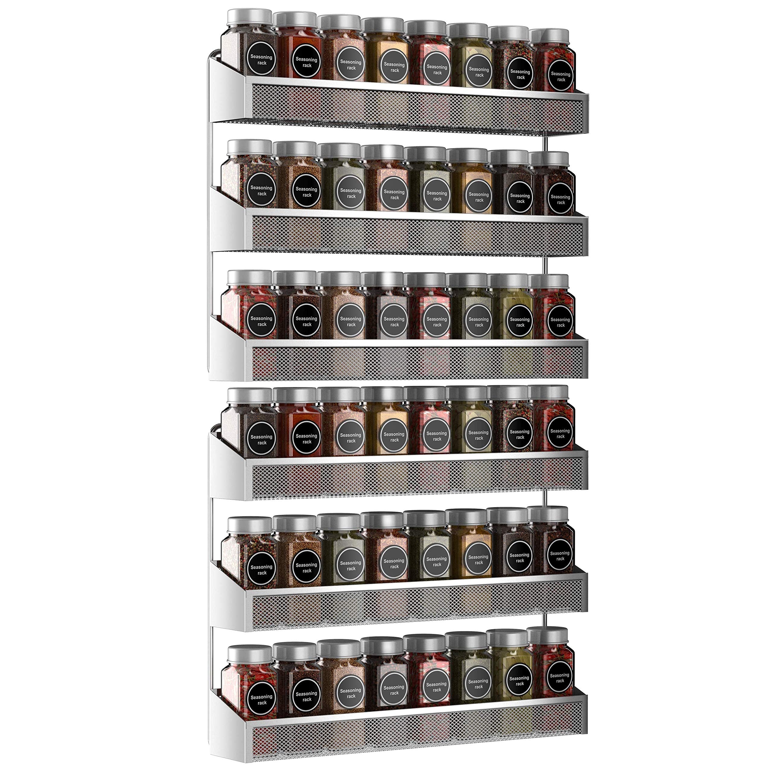 Auledio 2 Pack Spice Rack Organizer, 3 Tier CounterTop Stand Or Wall Mounted Storage Rack Hanging Shelf For Kitchen Cabinet, Cu