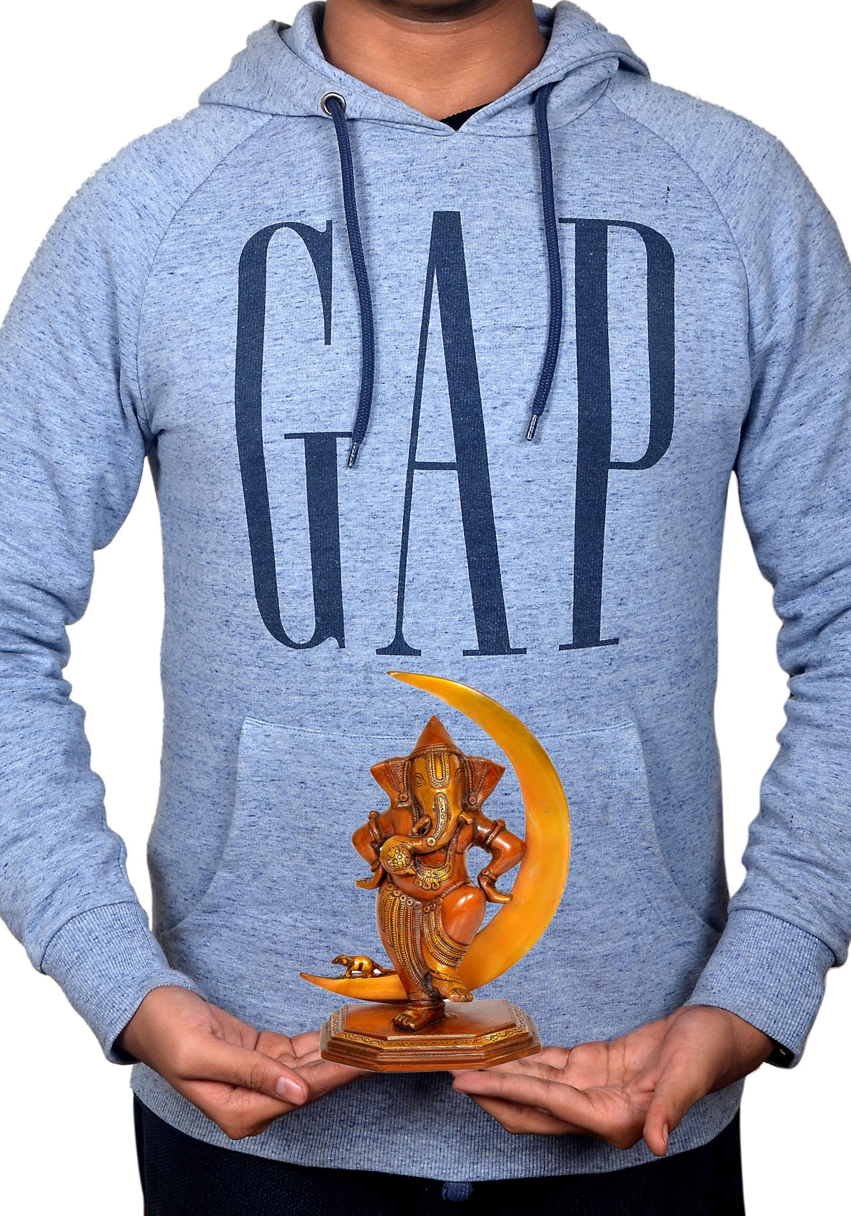 Dattatreya Brass Lord Ganesha Idol Statue Ganesh On Moon Decorative Sculpture For Home Office Temple Showpiece (Height 10 Inch)