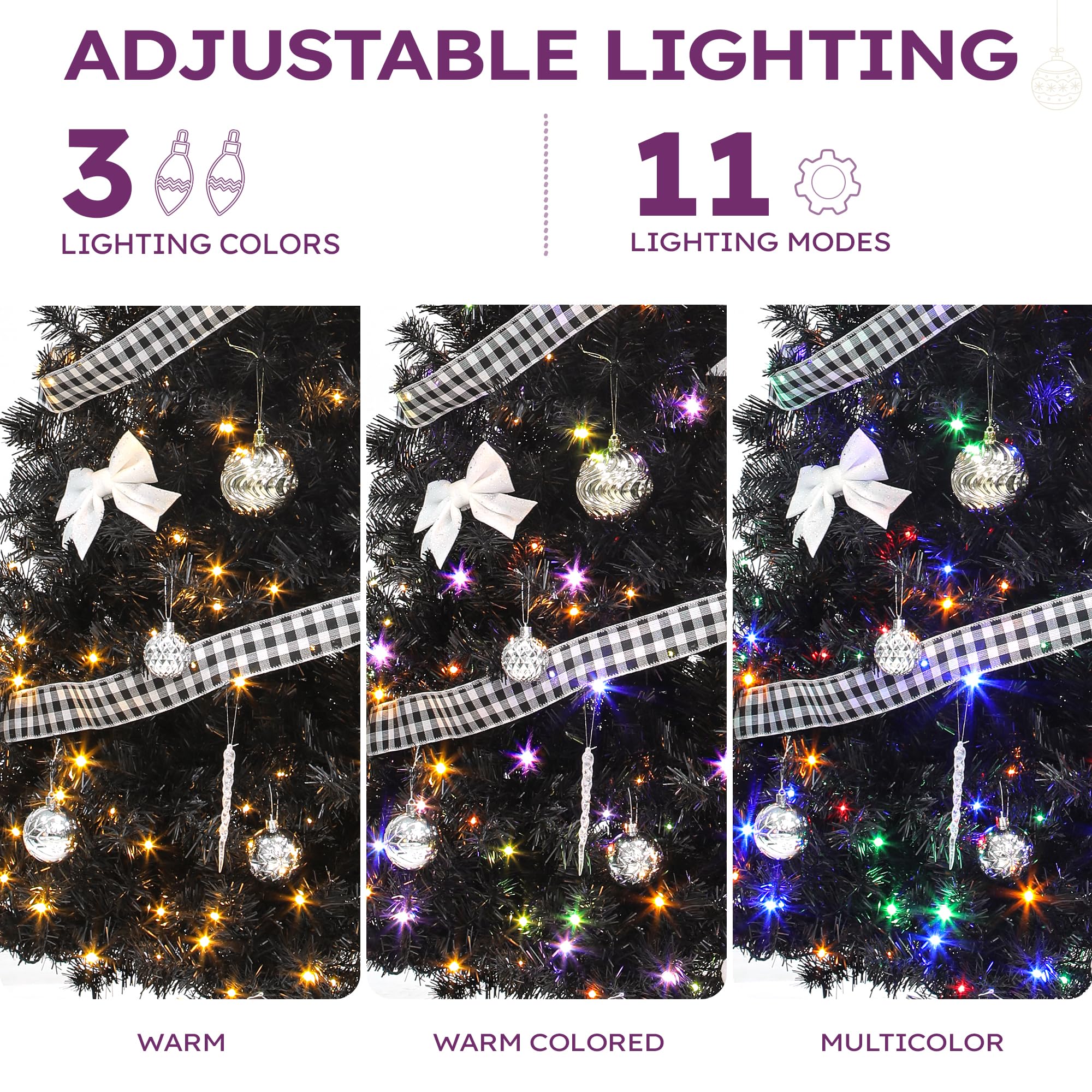 YITAHOME Prelit Flocked Slim Christmas Tree 7.5 FT with Remote Control, Prelit Pencil Fraser Fir Snowy Christmas Tree with 1000