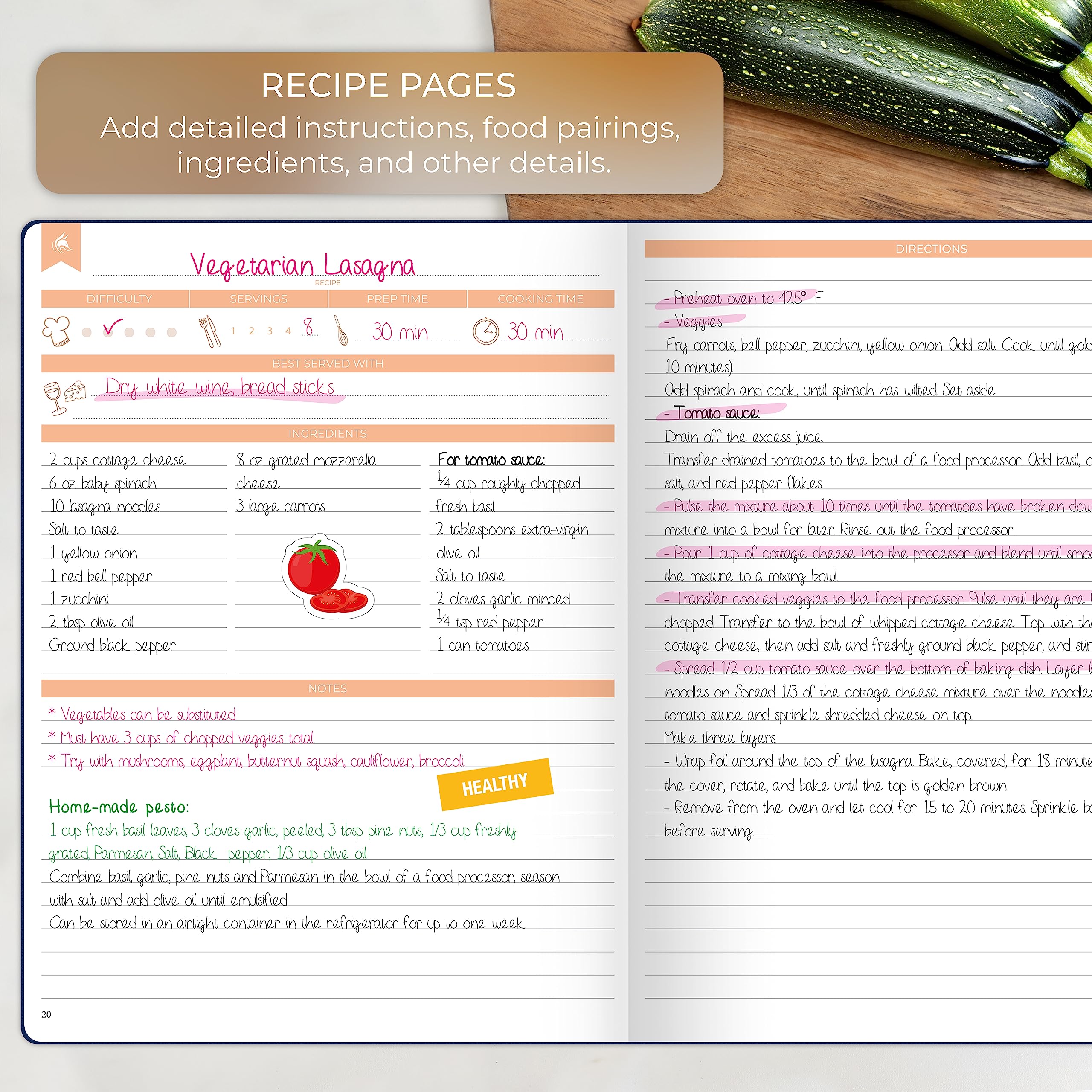 Clever Fox Recipe Book - Make Your Own Family Cookbook - Blank Recipe Notebook Organizer - Empty Cooking Journal to Write In Recipes - Large Size  8.5?x11.2?  Hardcover (Dark Blue)