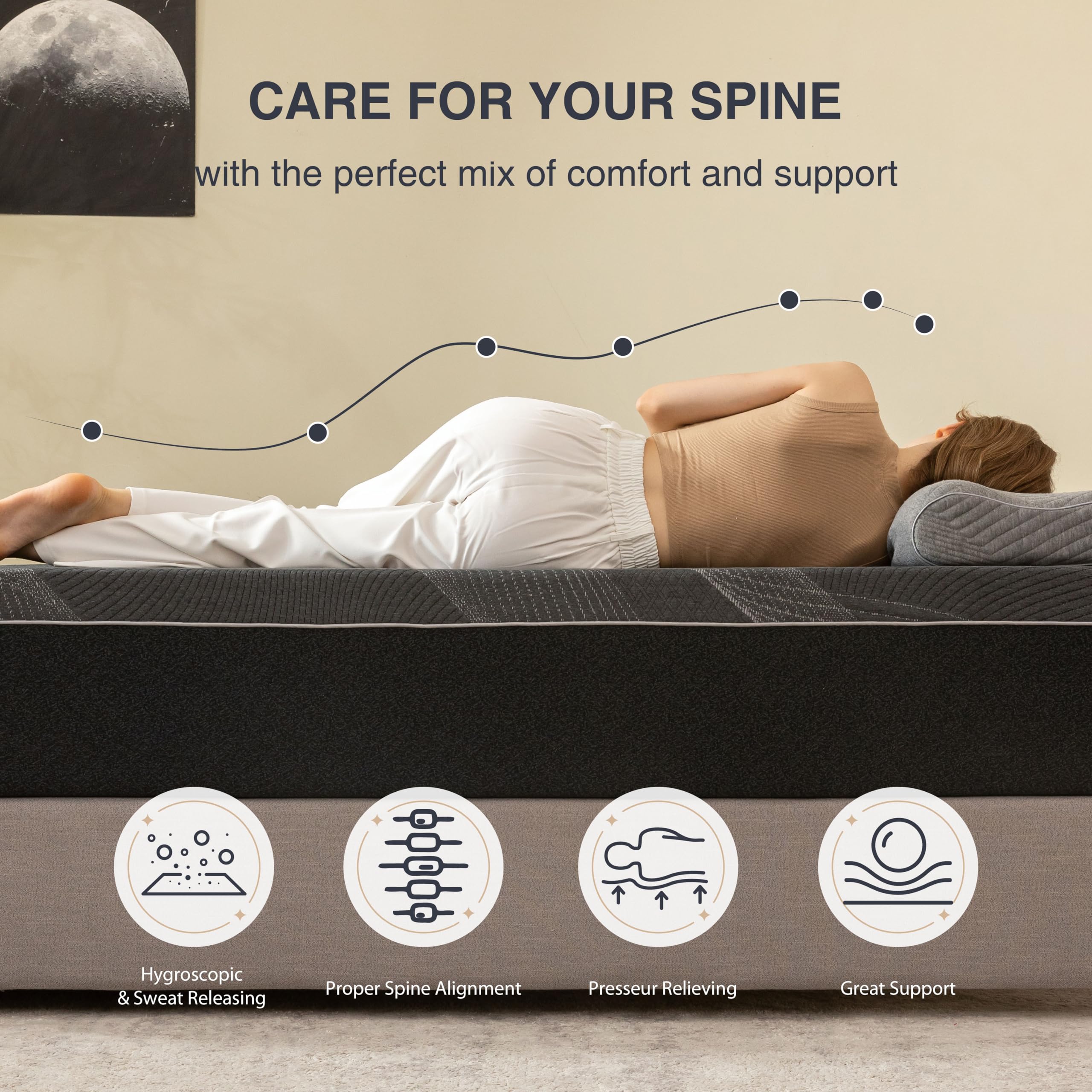 Dyonery Queen Mattress 12 Inch Charcoal Memory Foam Mattress In A Box, Certipur-Us Certified, Fiberglass Free, Gel Double Mattre