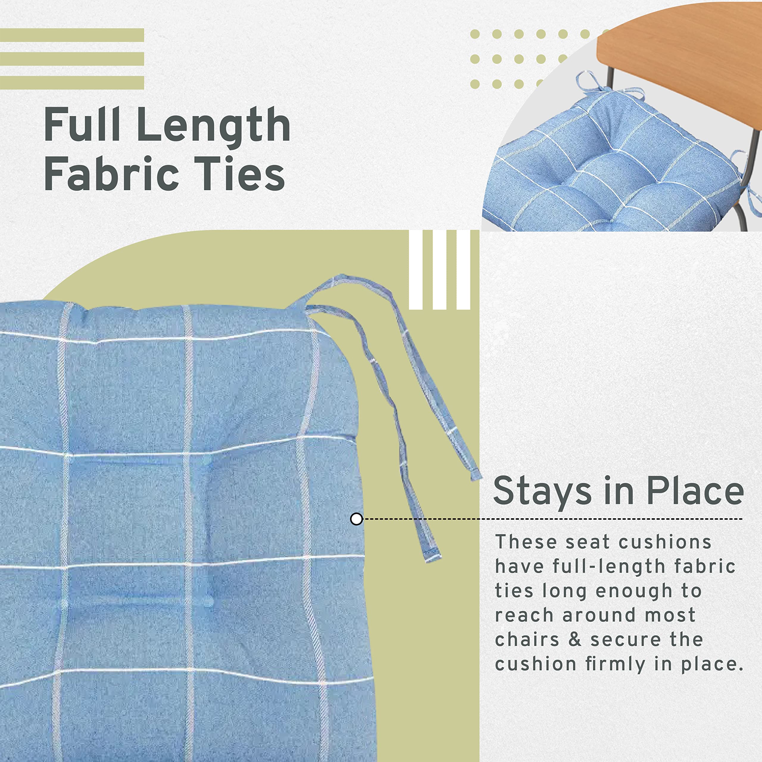 Arlee Highland Set Of 2 Chair Pad, 2 Count (Pack Of 1), Blue