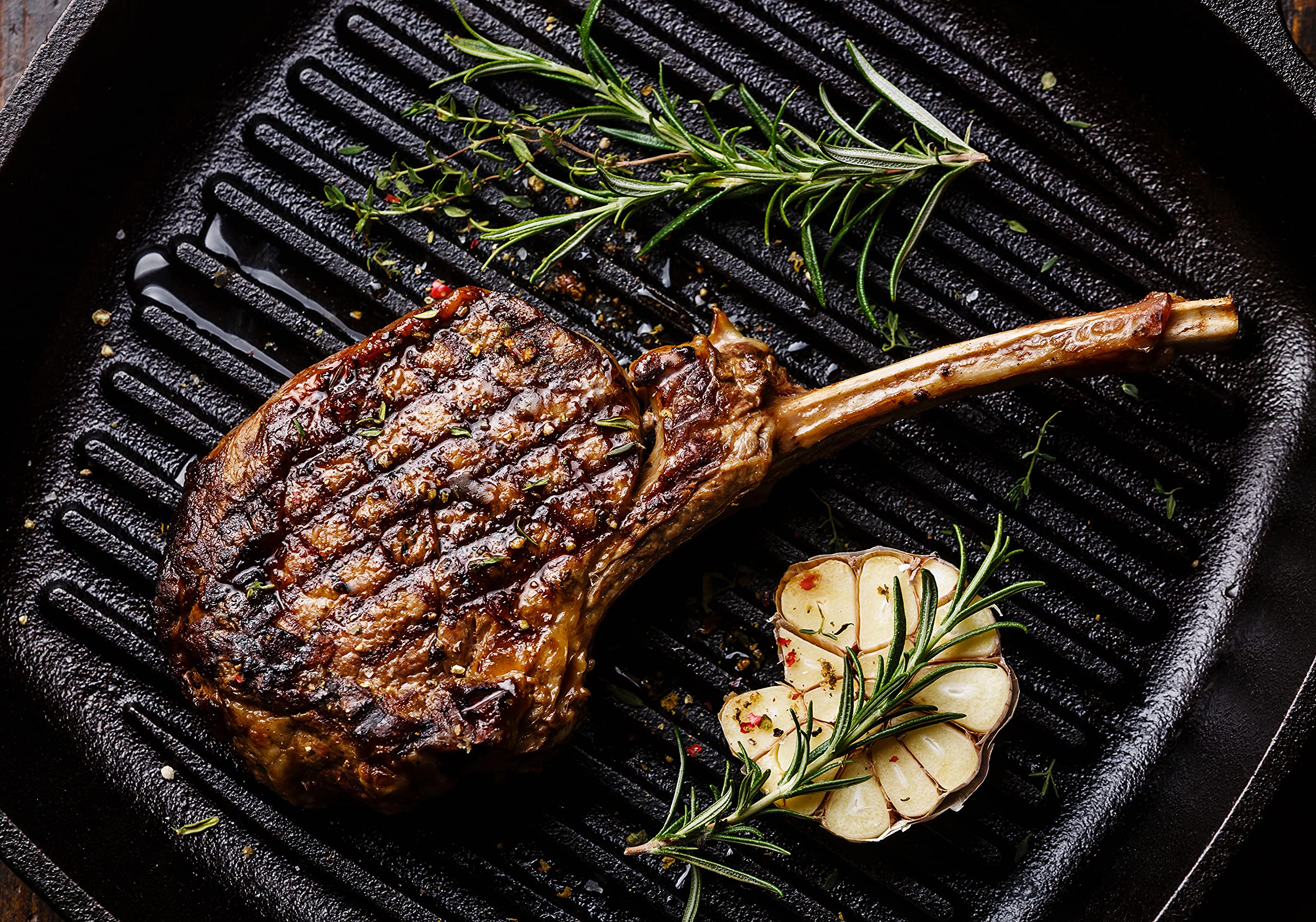 Imagine Dream Believe Aluminum Non-Stick Grill Pan With Wooden Folding Handle - For Stovetop, Oven Use, Gas Hobs & Outdoor Campi