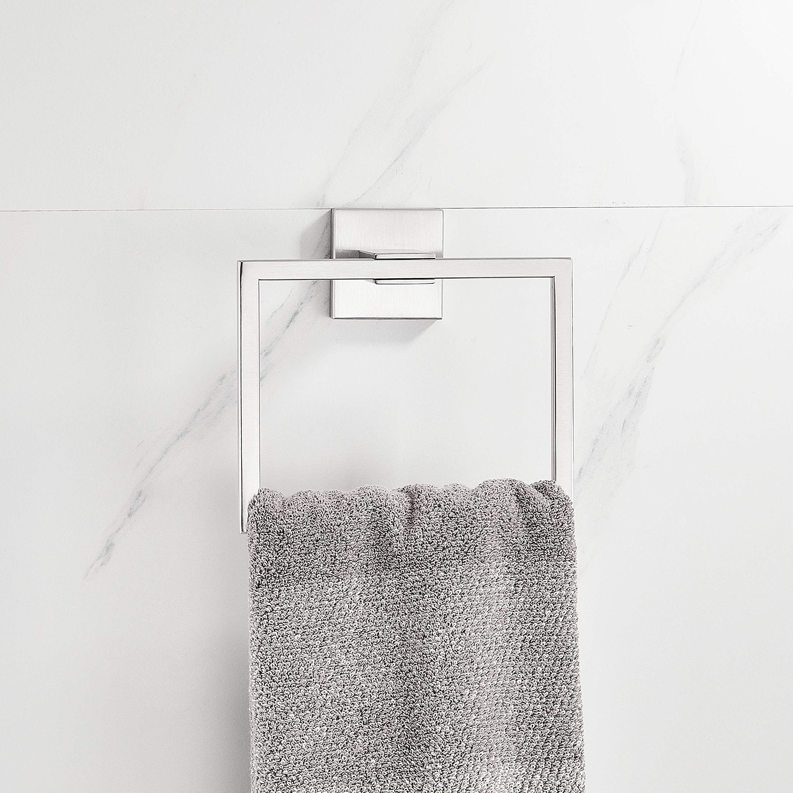 Hand Towel Ring Holder, Sus304 Stainless Steel Square Towel Bar, Towel Rack Brushed Nickel, Bathroom Accessories Modern Style, W