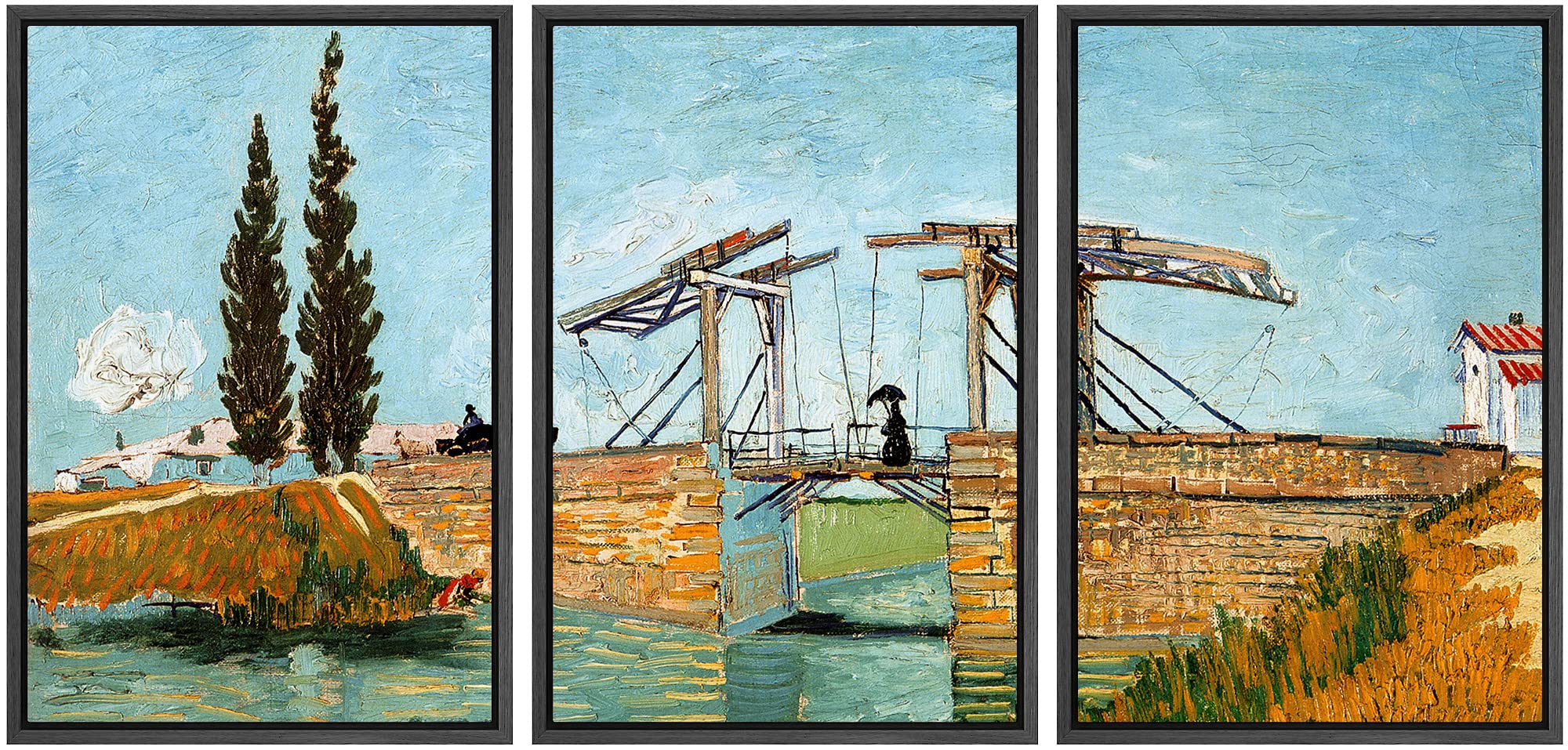 Wall26 Framed Canvas Print Wall Art Set The Langlois Bridge By Vincent Van Gogh Nature Wilderness Illustrations Fine Art Relax/C