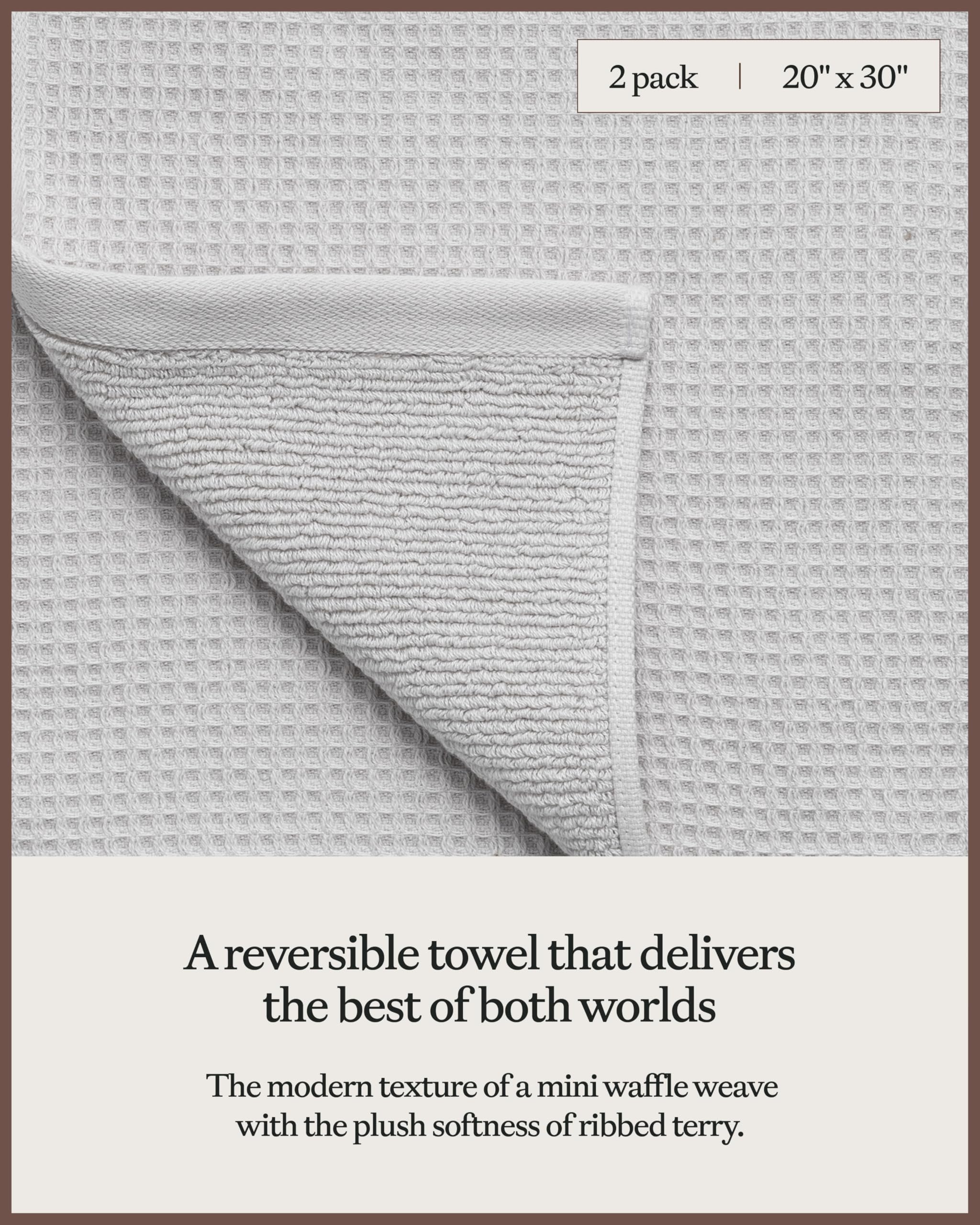 Cozy Earth Light Grey Waffle Hand Towels- Made From Cotton & Viscose From Bamboo, Plush, Absorbent, Soft