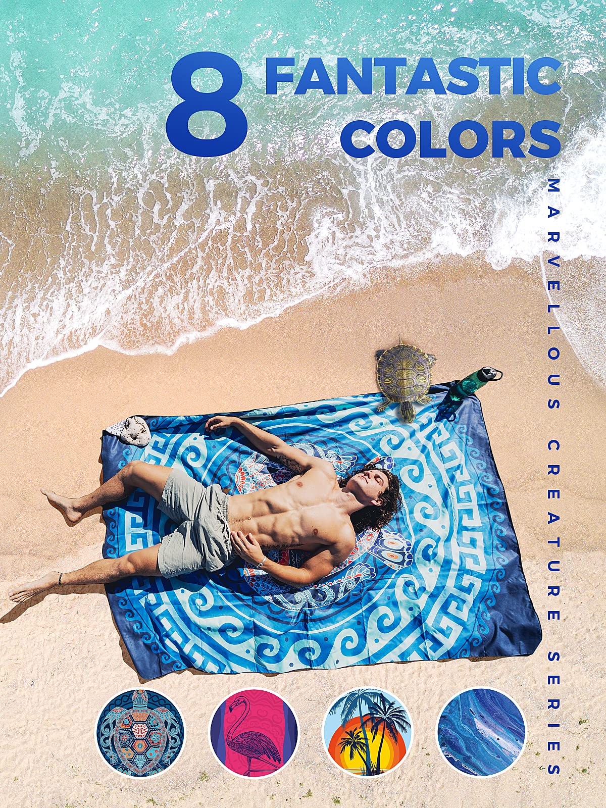 Ocoopa Microfiber Beach Towel Fast Drying, Oversize 80 '' X 57 '' Sand Free Beach Towel Super Lightweight Towels For Swimming Po