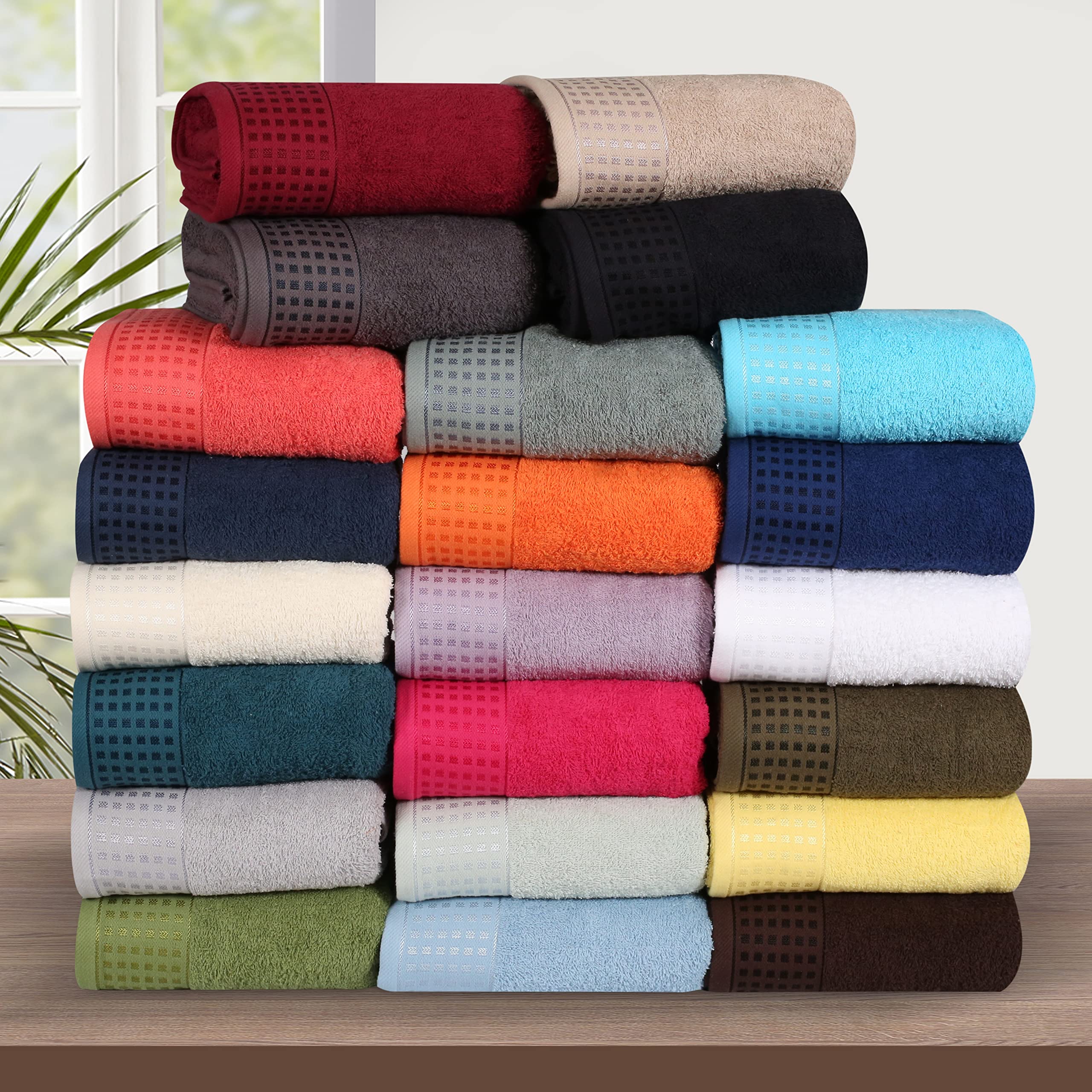 Glamburg 100% Cotton Ultra Soft 6 Pack Towel Set, Contains 2 Bath Towels 28X55 Inches, 2 Hand Towels 16X24 Inches & 2 Wash Coths