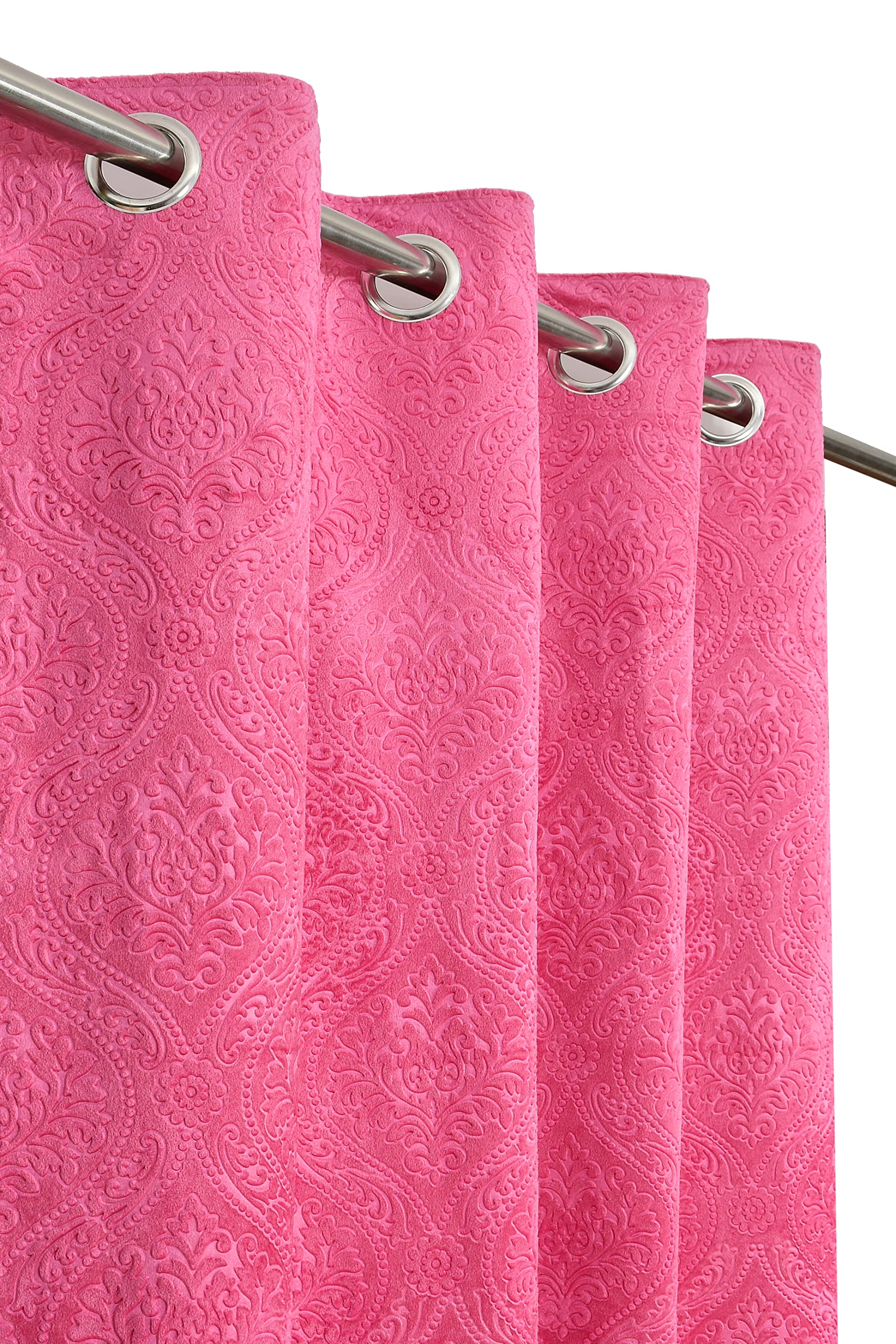 Homefab India 2 Piece Velvet Window Curtains - 5 Feet, Pink