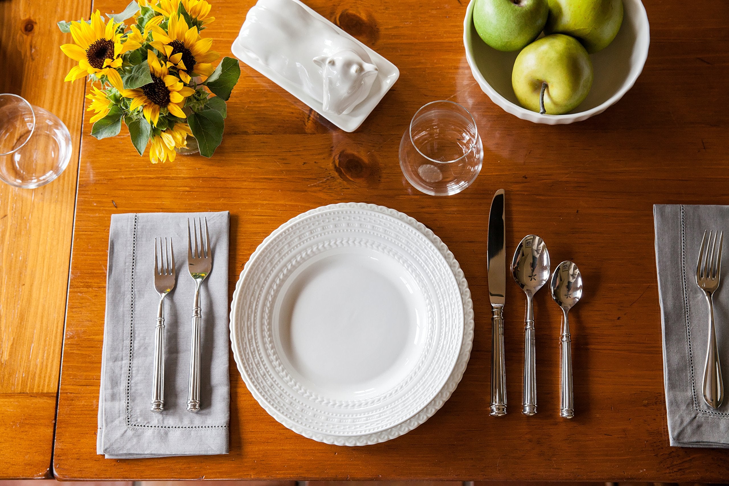 Fortessa Nyssa 18/10 Stainless Steel Hollow Handle Flatware 5 Piece Place Setting, Service For 1