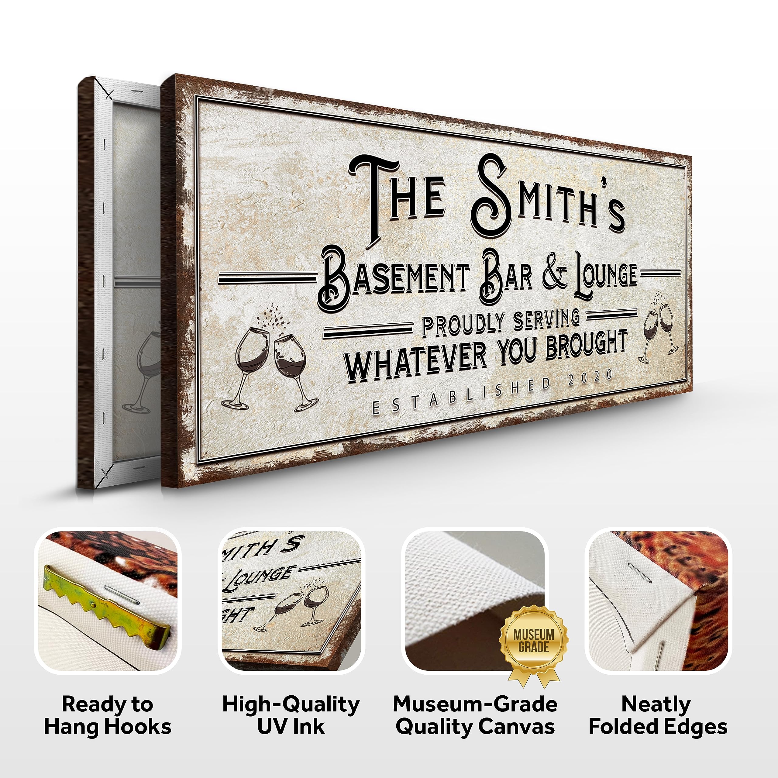 Tailored Canvases Bar Sign Custom Decor - Basement Bar And Lounge Proudly Serving Whatever You Brought - Canvas Wall Art Printab