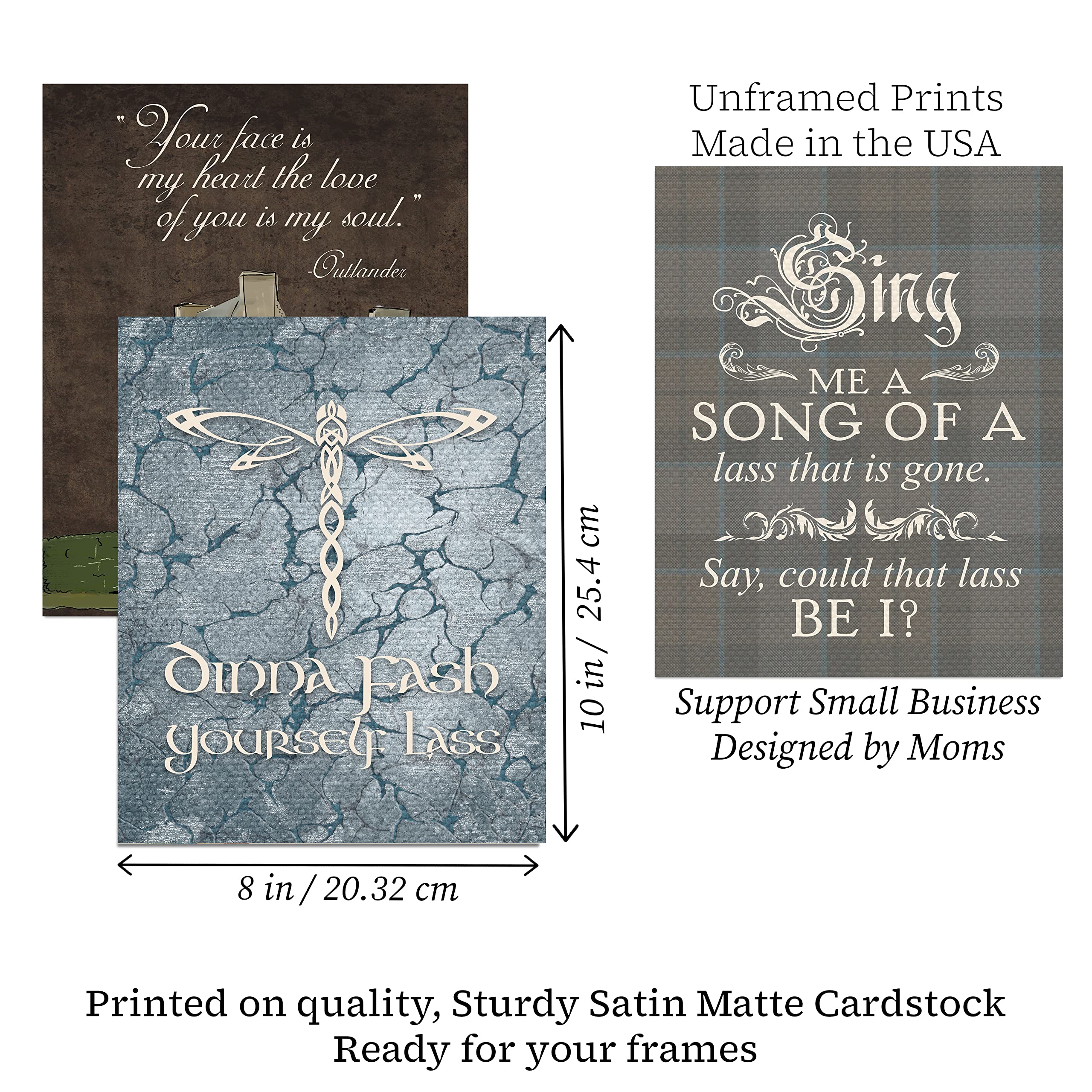 Silly Goose Gifts Scottish Dinna Fash Sassenach - Romantic Room Wall Art Decor Prints Sign Unframed (Brown)