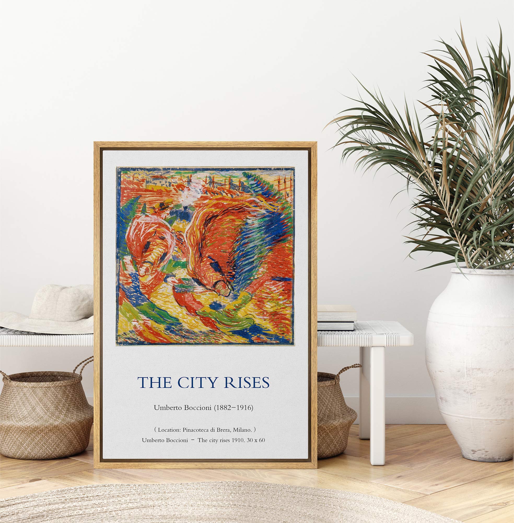 Idea4Wall Framed Canvas Print Wall Art The City Rises Master Artist Umberto Boccioni Nature Wilderness Oil Painting Impressionis