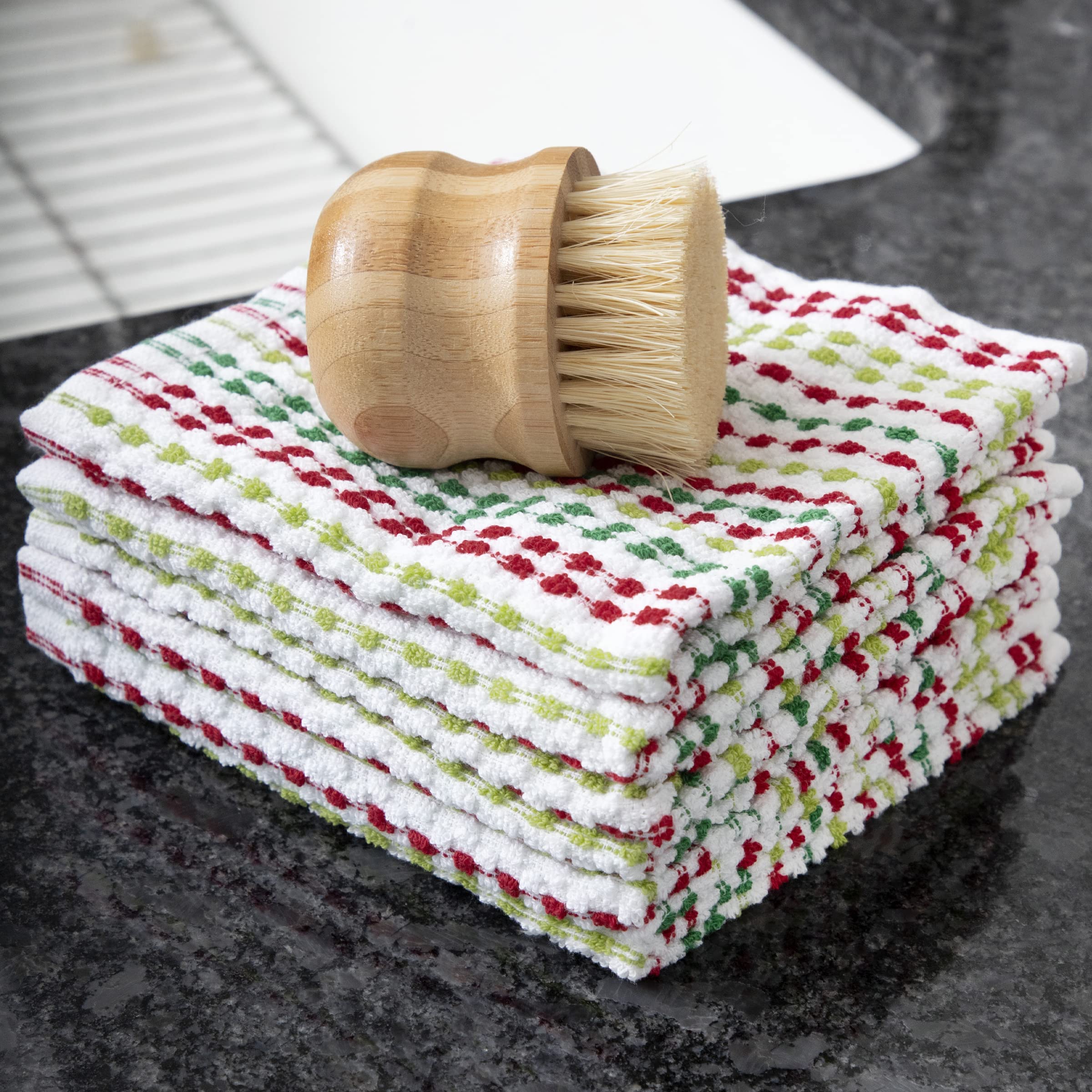 Ritz Pebble Bar Mop Cloth, Holiday Red-Green, 6 Piece Set