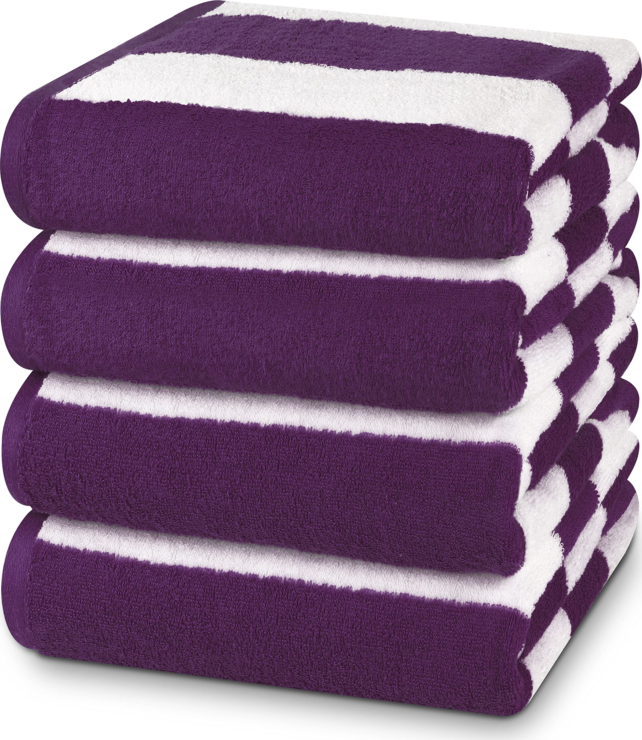 Utopia Towels [4 Pack Cabana Stripe Beach Towel, (30 X 60 Inches) Oversized 100% Ring Spun Cotton Pool Towels, Highly Absorbent