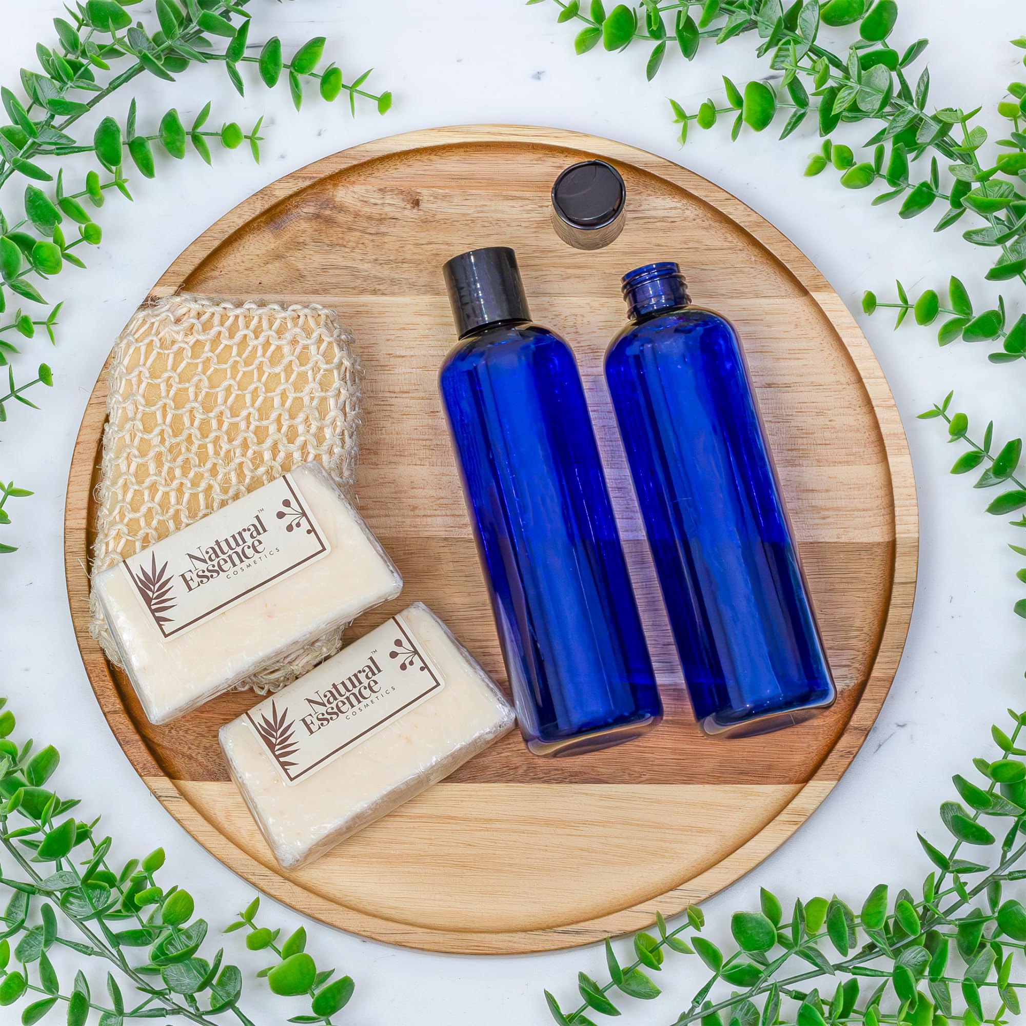 Cornucopia 8oz Plastic Squeeze Bottles w/Disc Top Flip Cap (6-Pack  Blue); BPA-Free Containers For Shampoo  Lotions  Liquid Body Soap  Creams