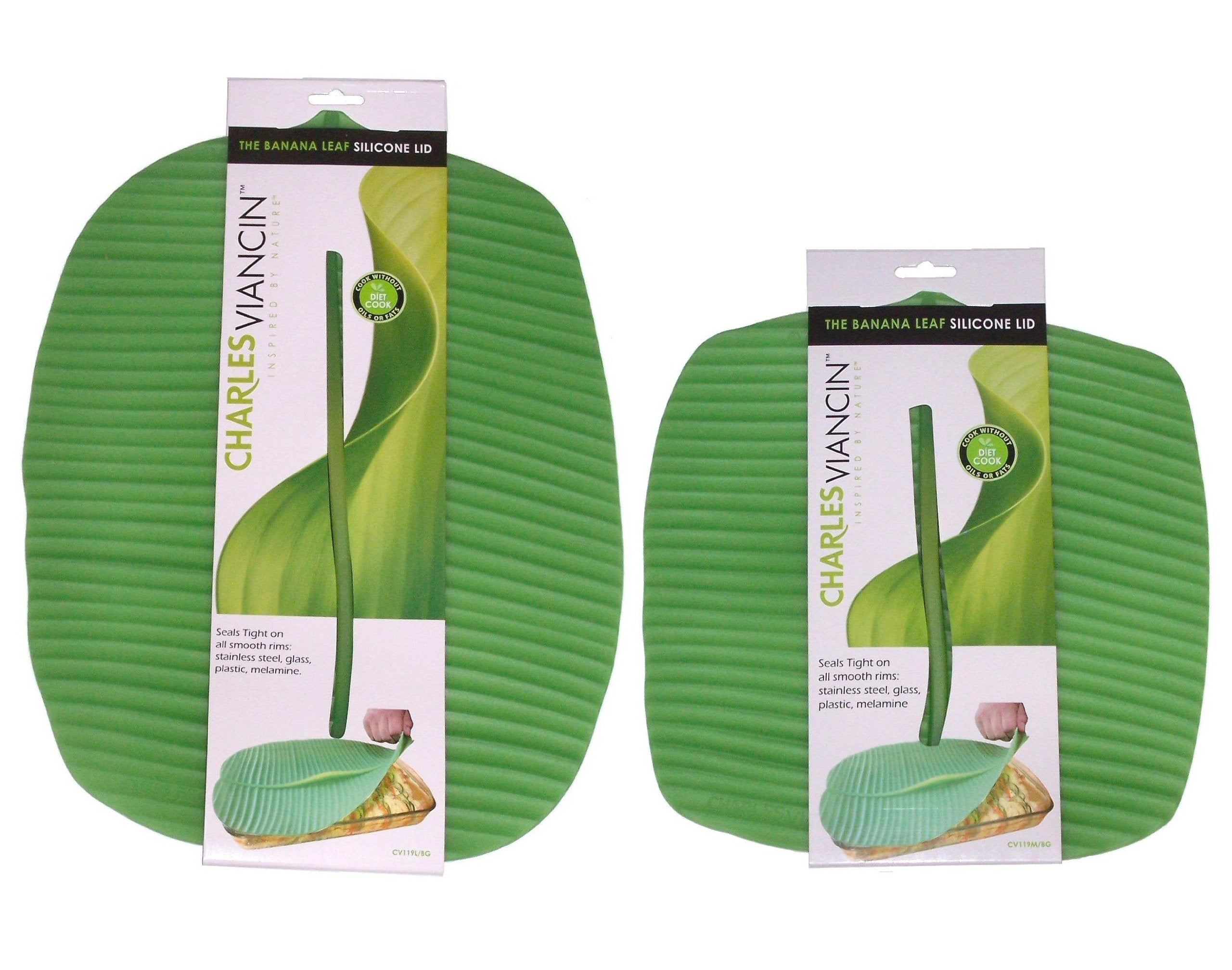 Charles Viancin The Banana Leaf Lid Medium & Large Silicone Suction Lid & Food Cover (Set Of 2)