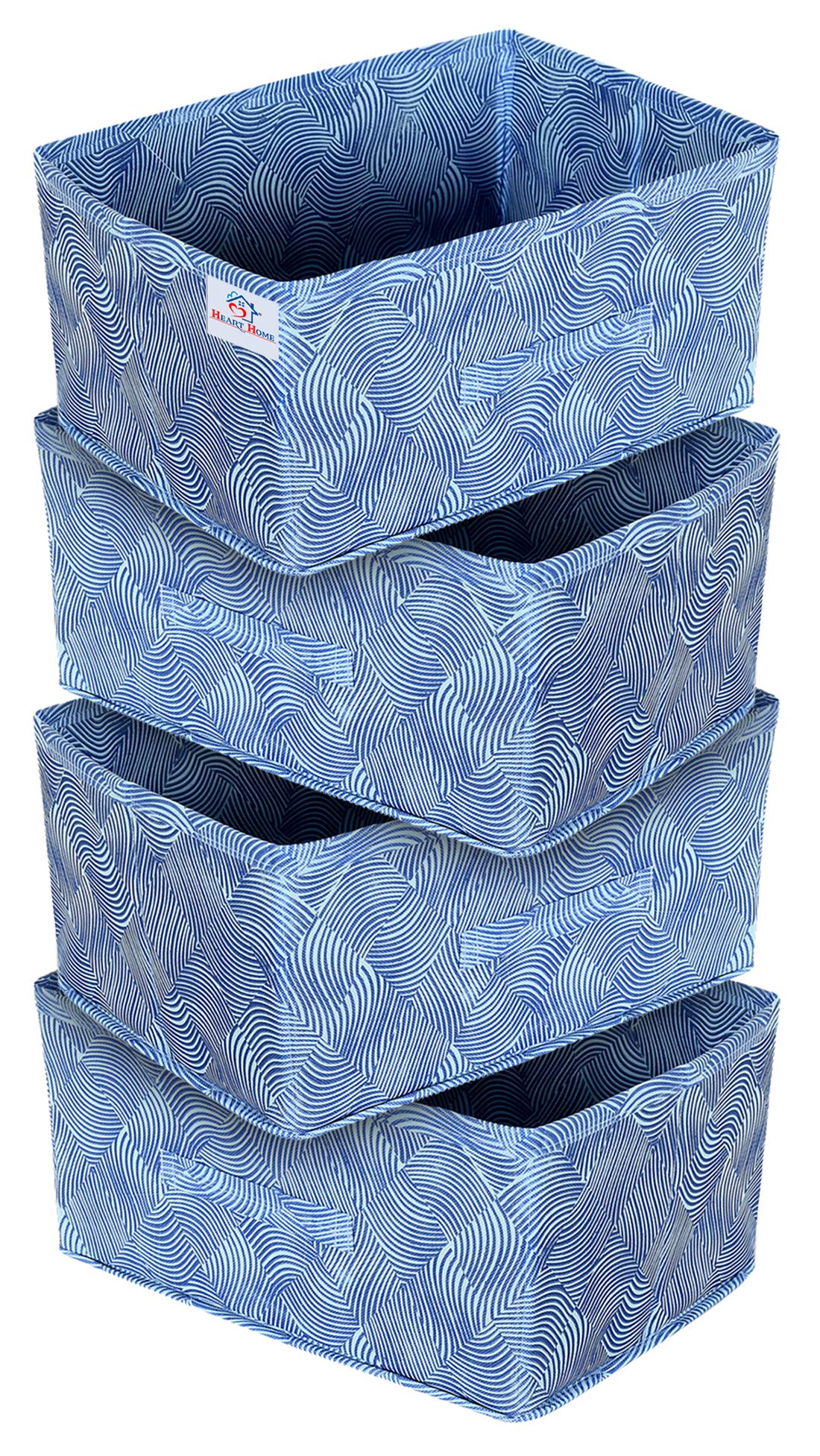 Heart Home Laheriya Print Non Woven Fabric 4Replacement Drawer Storage And Cloth Organizer Unit For Closet (Blue)Hheart15990