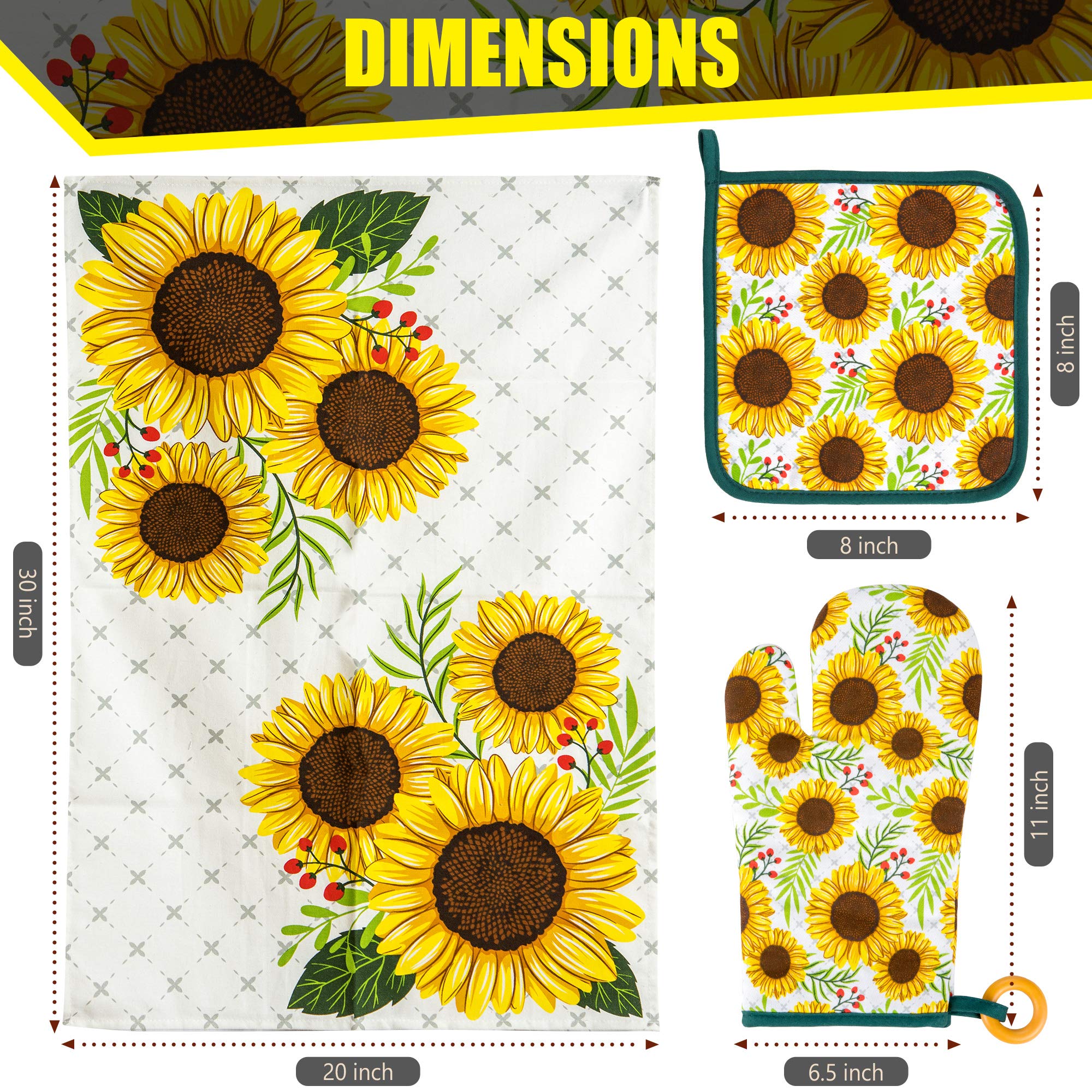 Koaland Sunflower Kitchen Towels Set Of 5