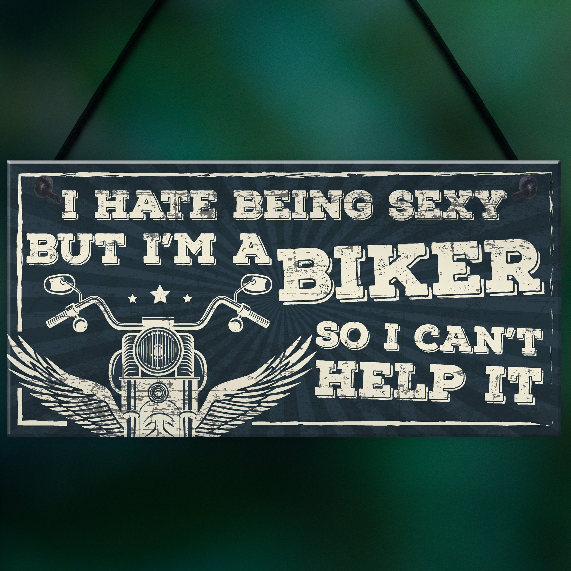 RED OCEAN Motorbike Biker Cycle Hanging Plaque Man Cave Garage Workshop Sign Gift For Men Dad Grandad Gift