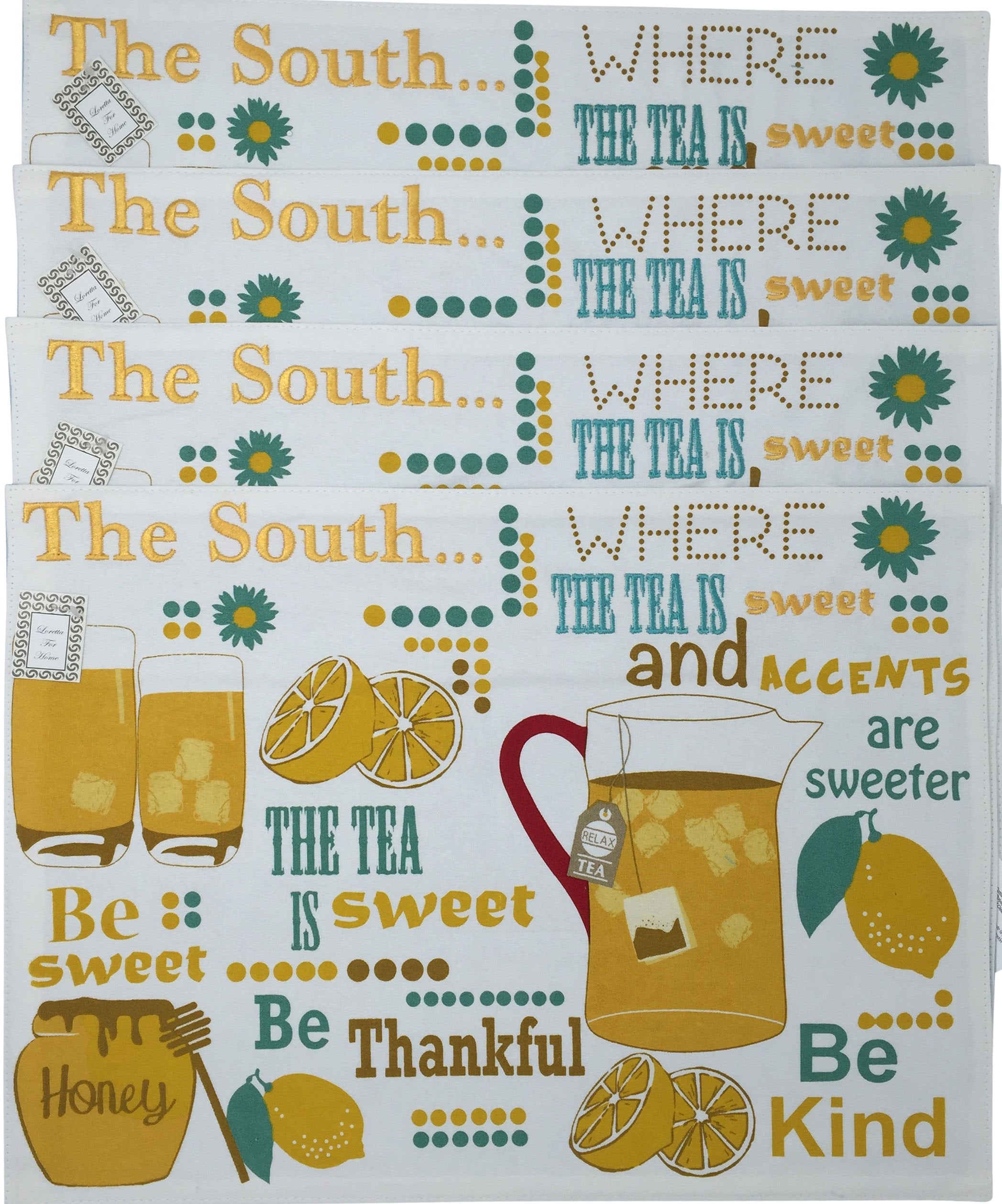 Southern Sayings Sweet Tea 8Pc Placemat/Napkin Dining Set