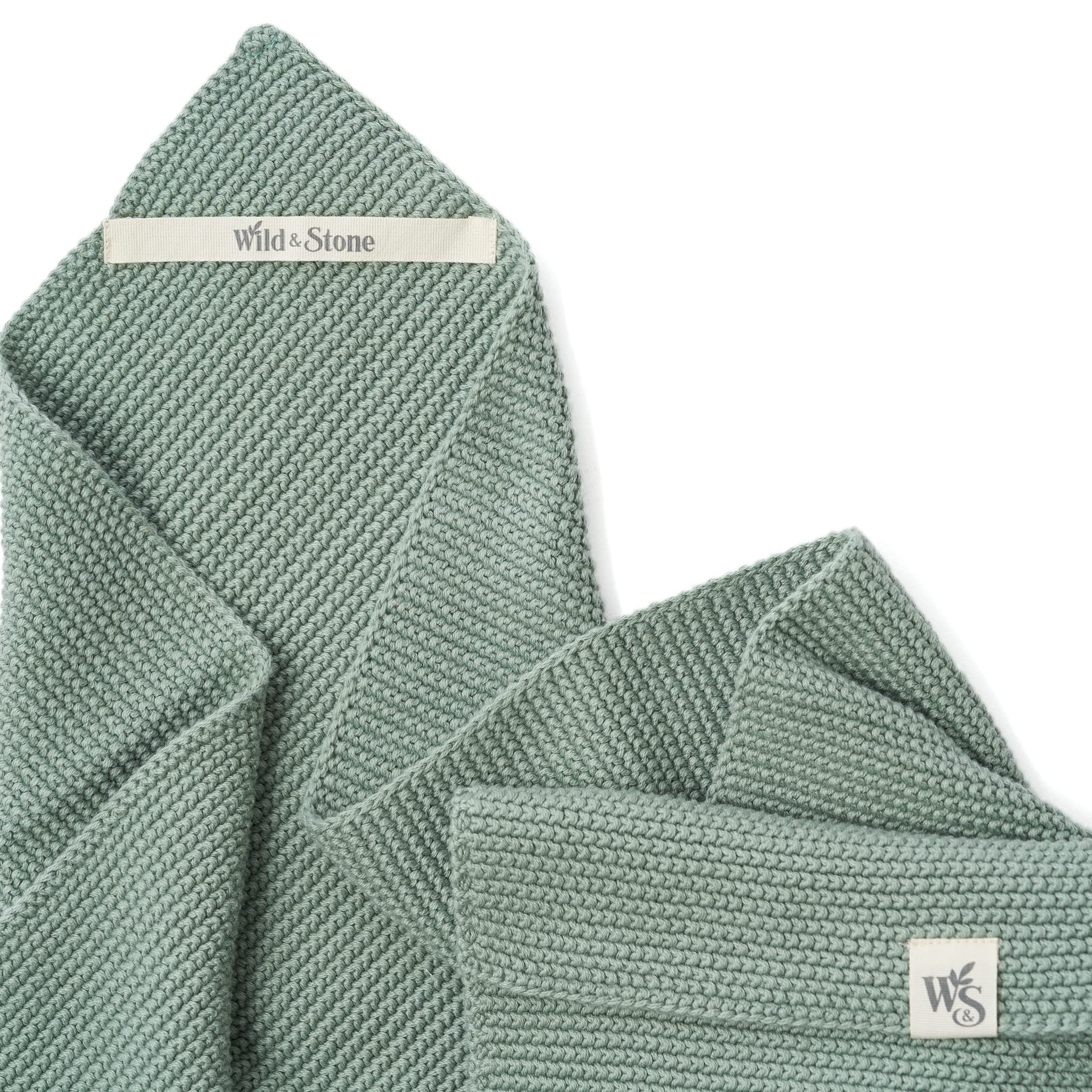 Wild & Stone | Organic Cotton Hand Towel Kitchen Towel | Perfect For Around The Home | Eco Hand Towels | Moss Green