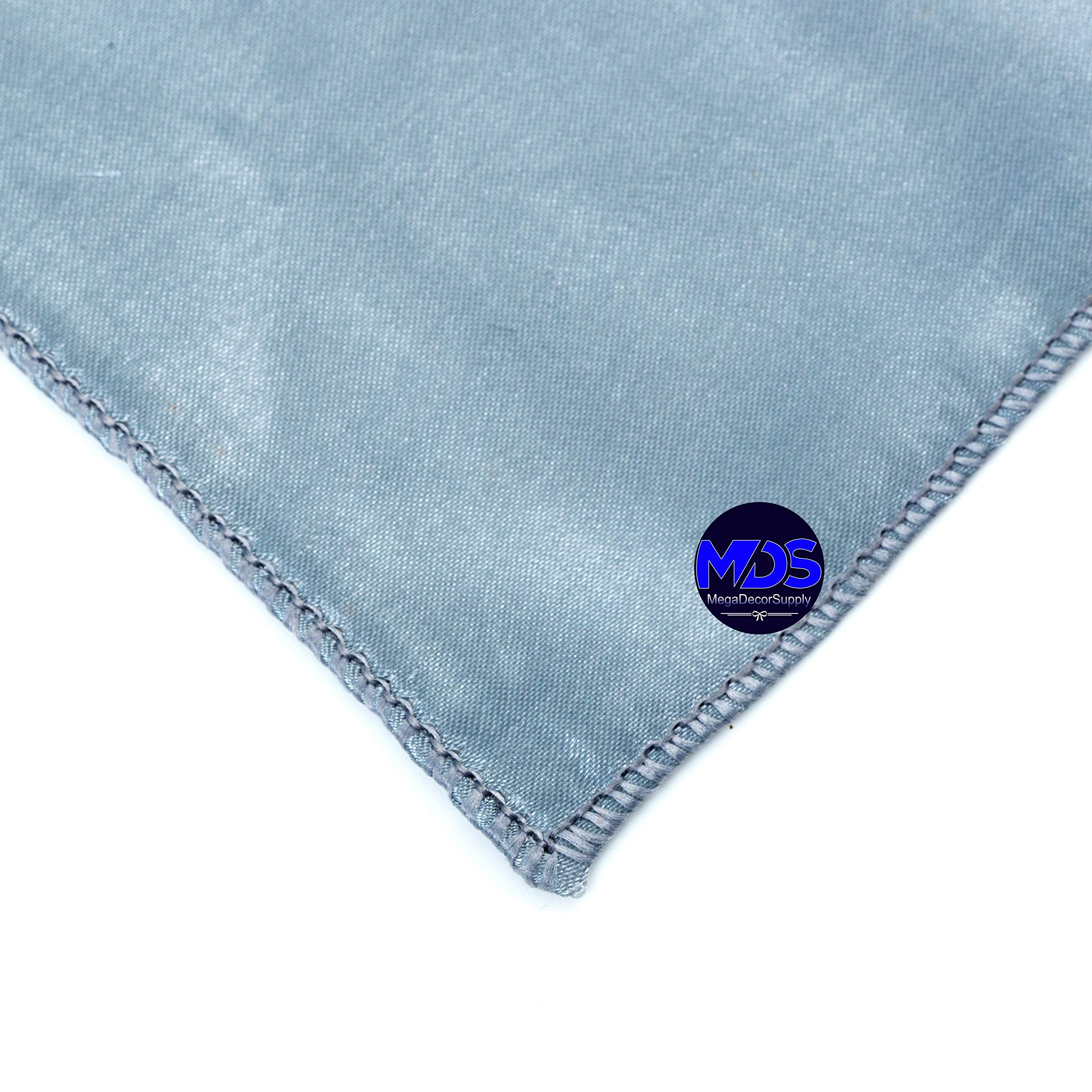 Mds Pack Of 25 Wedding Satin 12''X 12'' Square Dinner Napkin Or Handkerchief For Wedding Banquet Decoration - Light Silver