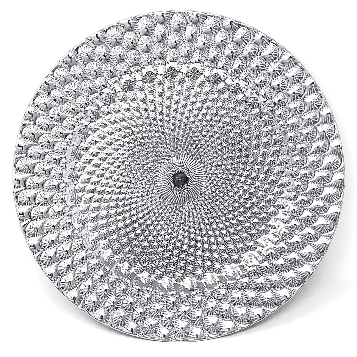 Allgala 13-Inch 48-Pack Case Lot Heavy Quality Round Charger Plates-Peacock Silver-Hd80362