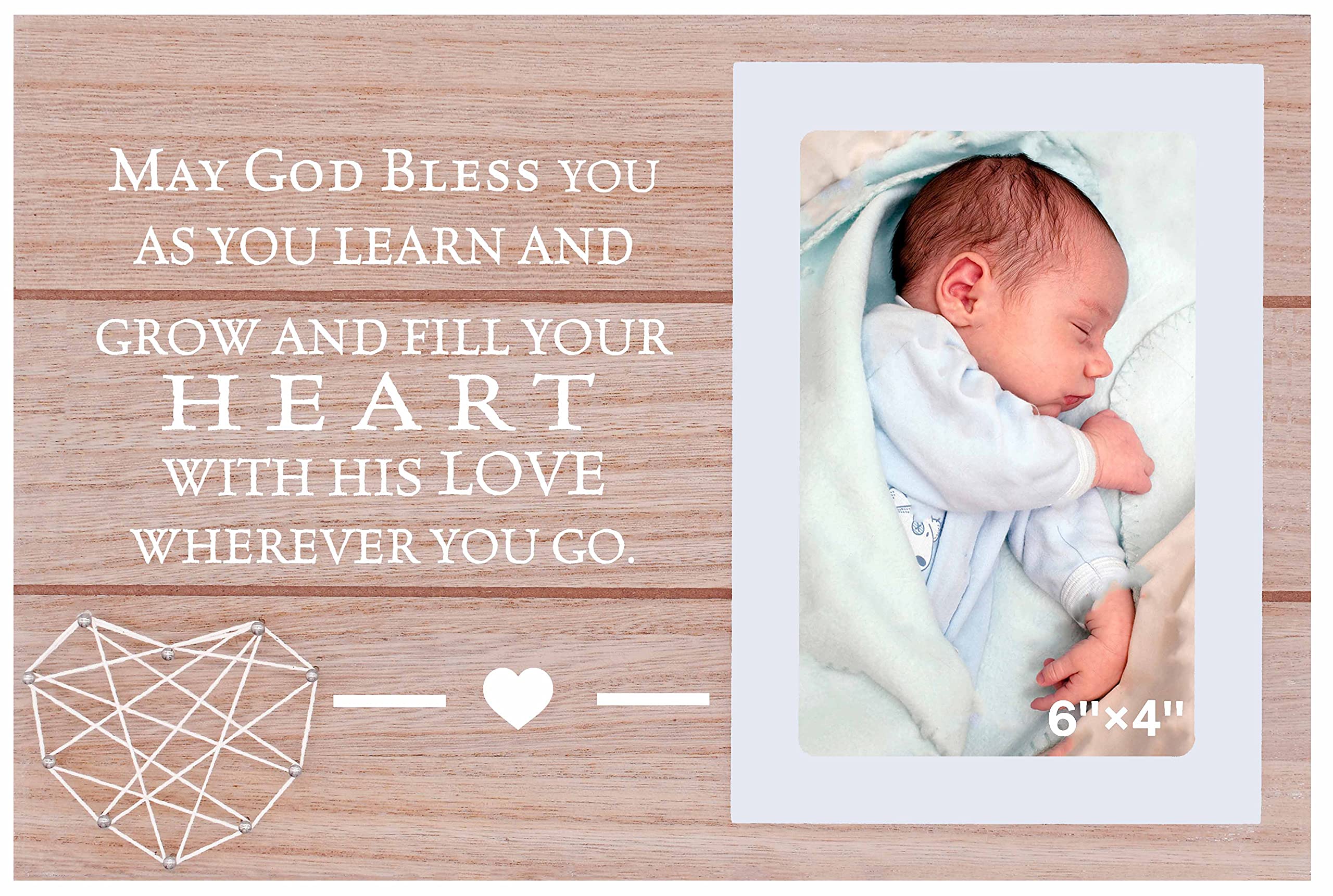NZY Baptism Gift from Godfather Godmother-Blessing Gift-May God Bless You as You Learn and Grow-Christening Keepsake-Milestones 