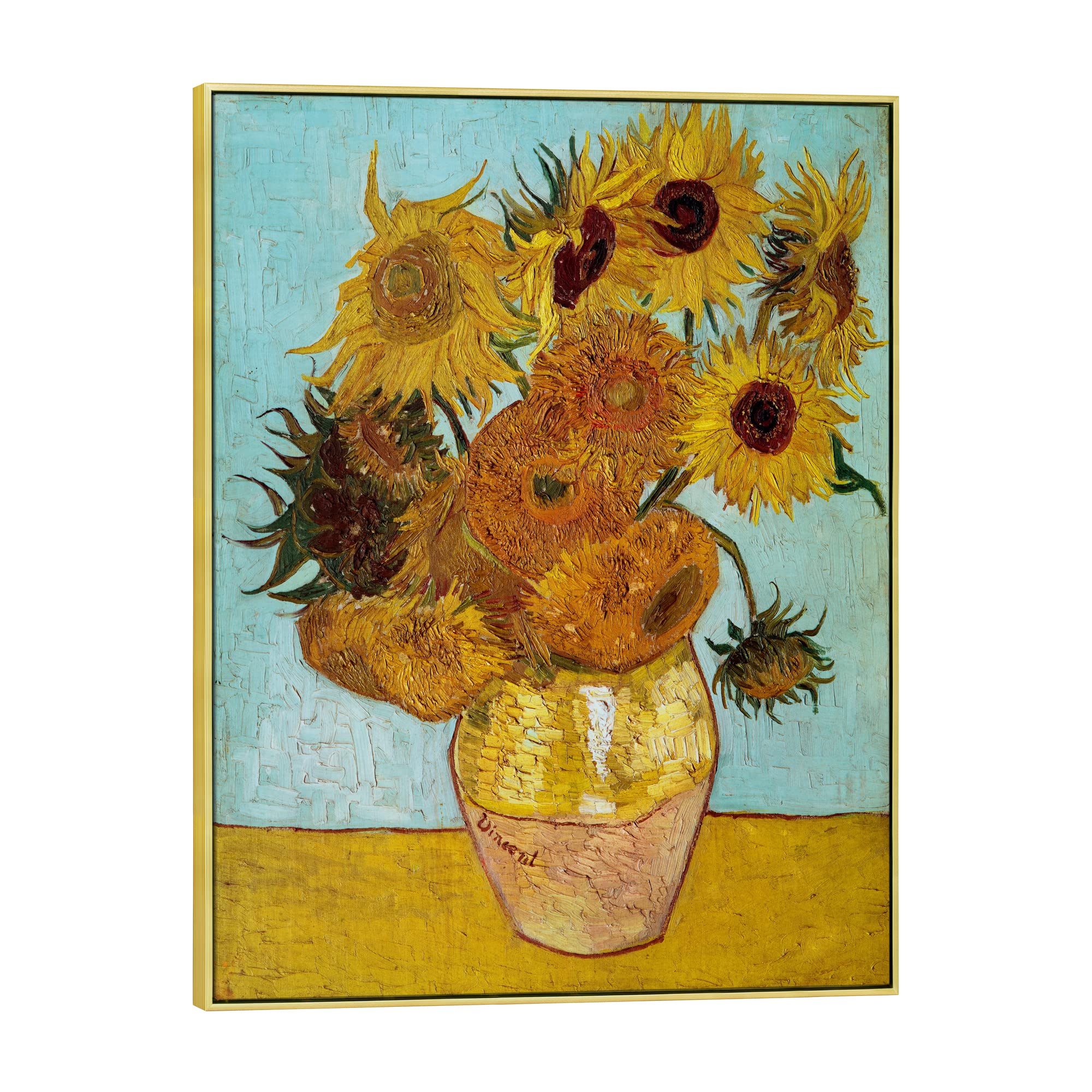 Wieco Art Large Framed Canvas Wall Art Sunflower By Vincent Van Gogh Oil Paintings Reproduction Abstract Wall Decorations For Li