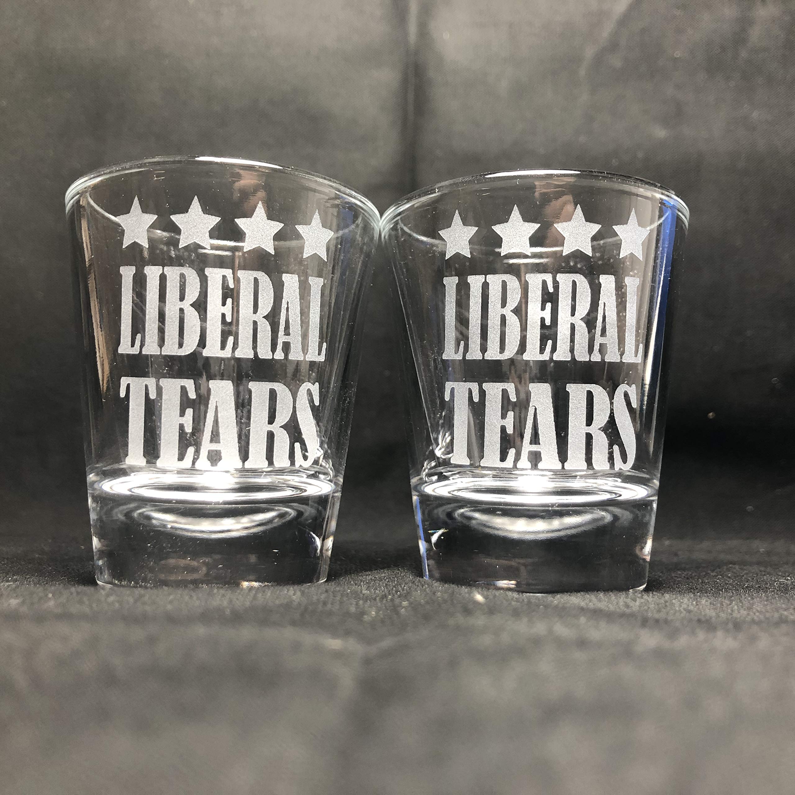 Alankathy Mugs Sandblast Etched Liberal Tears Shot Glass Set Donald Trump United States Of America Republican Democratic Party (