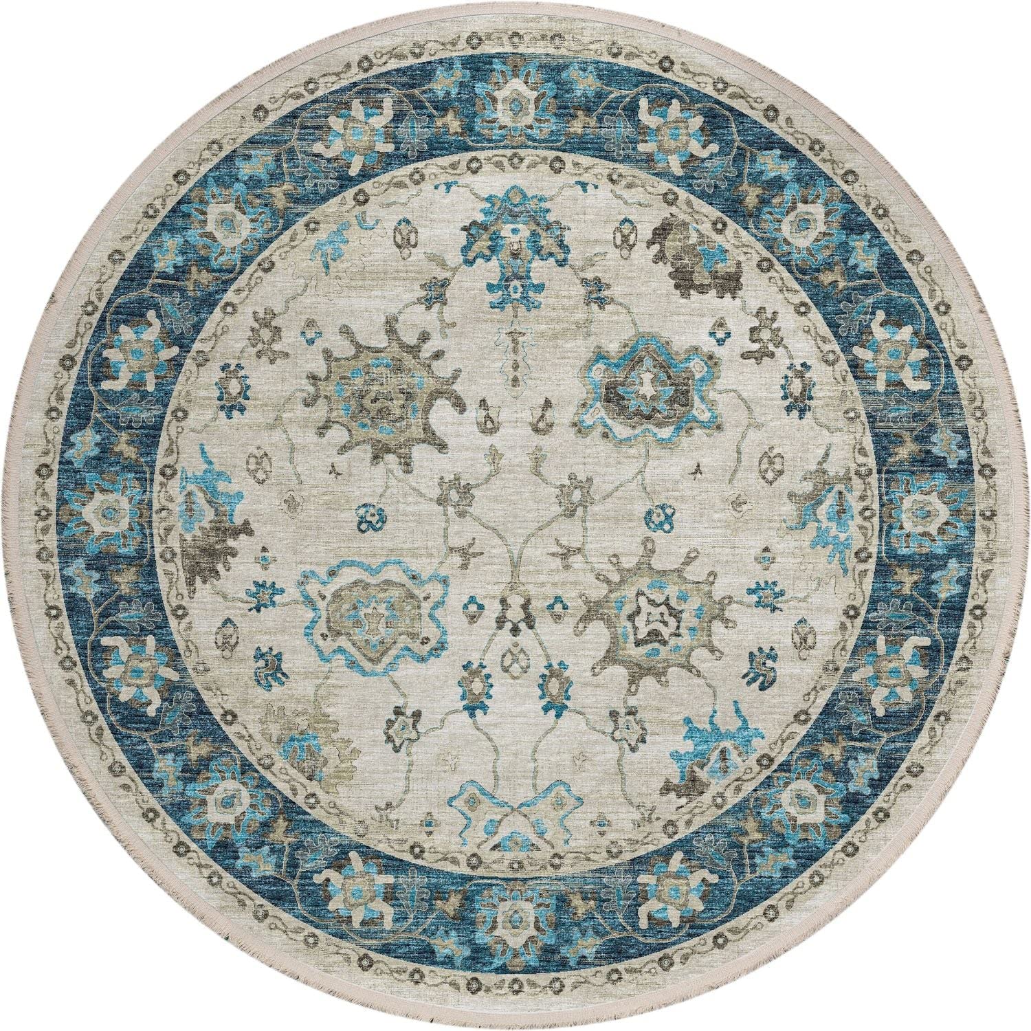 Marbella MB6 Beige Traditional Rug Round 10 X 10
