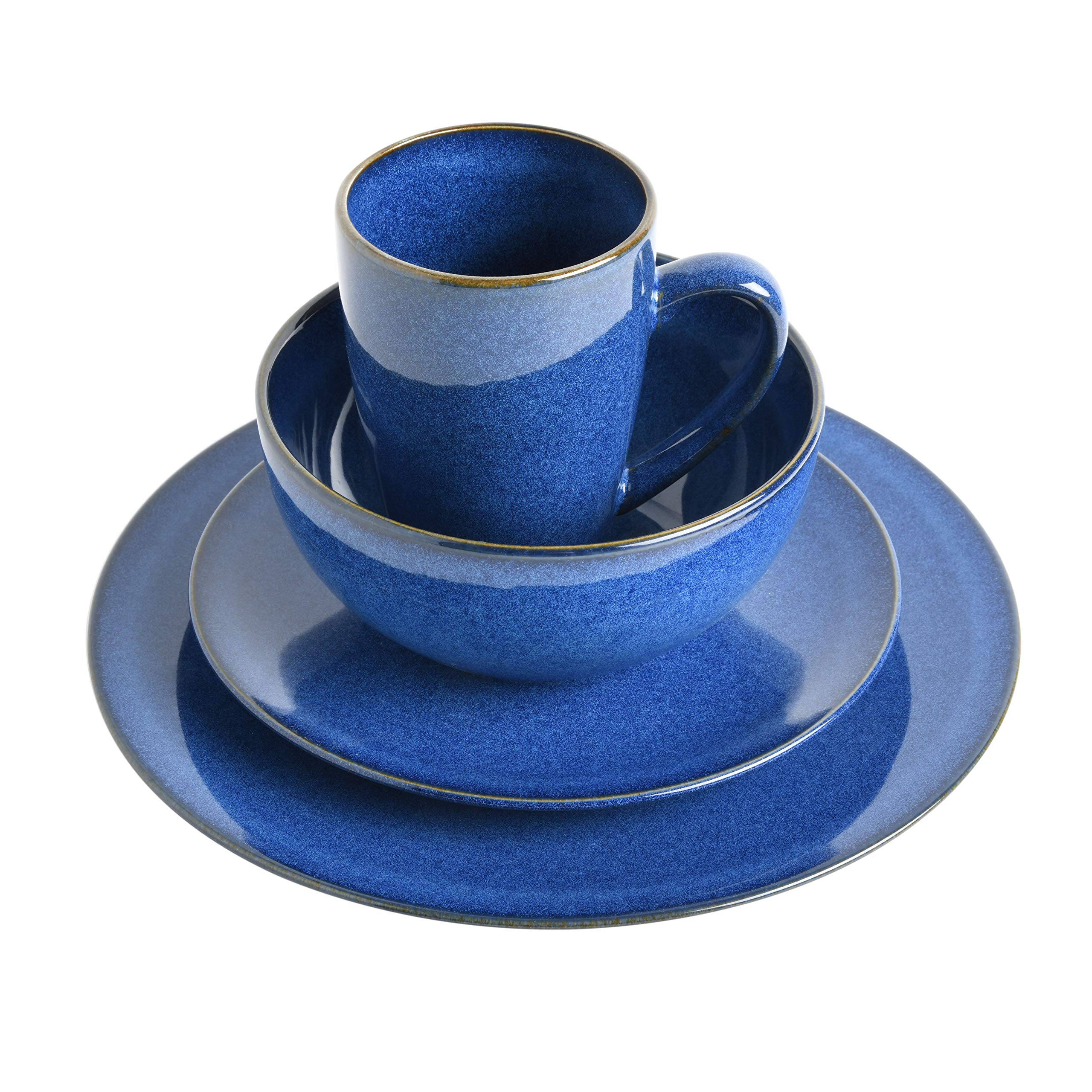 Gibson Elite Lisbon 16-Piece Reactive Dinnerware Set, Cobalt Blue