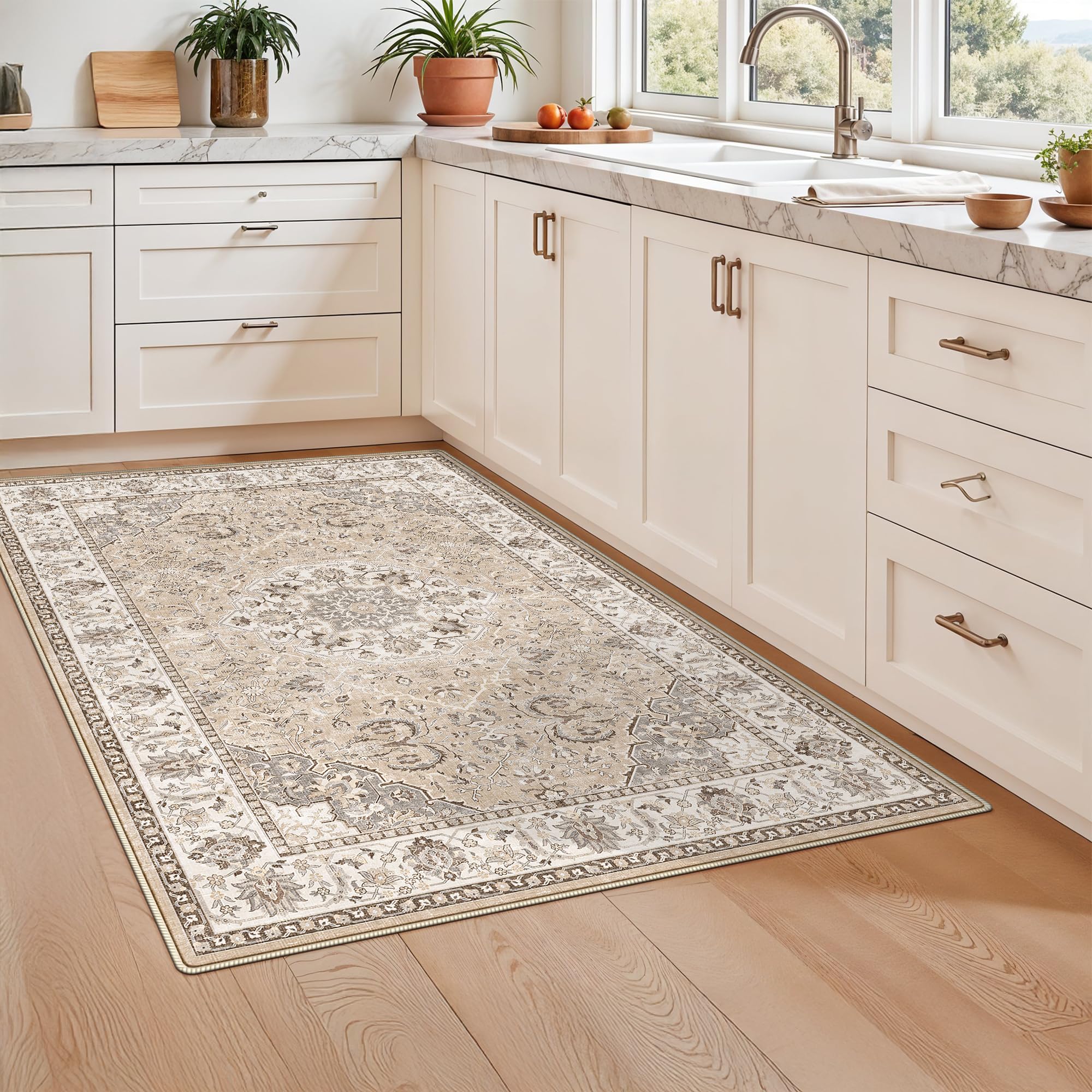 3x5 Living Room Area Rugs: Vintage Washable Non-Slip Rug for Bedroom Dining Room Soft Carpet for Nursery Kitchen Home Office Dur