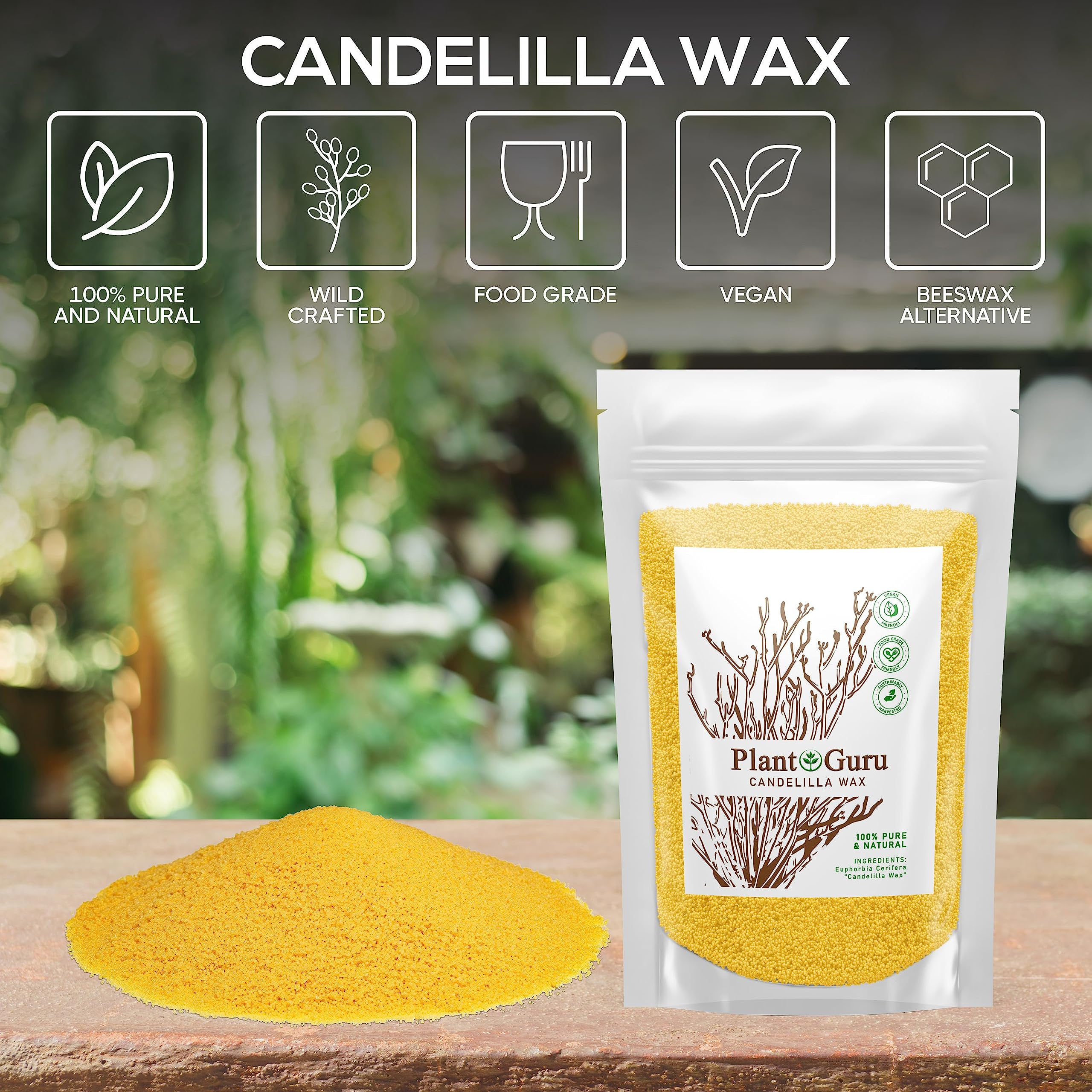 Candelilla Wax Pellets 8 oz. 100% Pure Natual Food Grade Vegan Wax For DYI Lip Balm, Soap and Candle Making, Creams and Lotions.