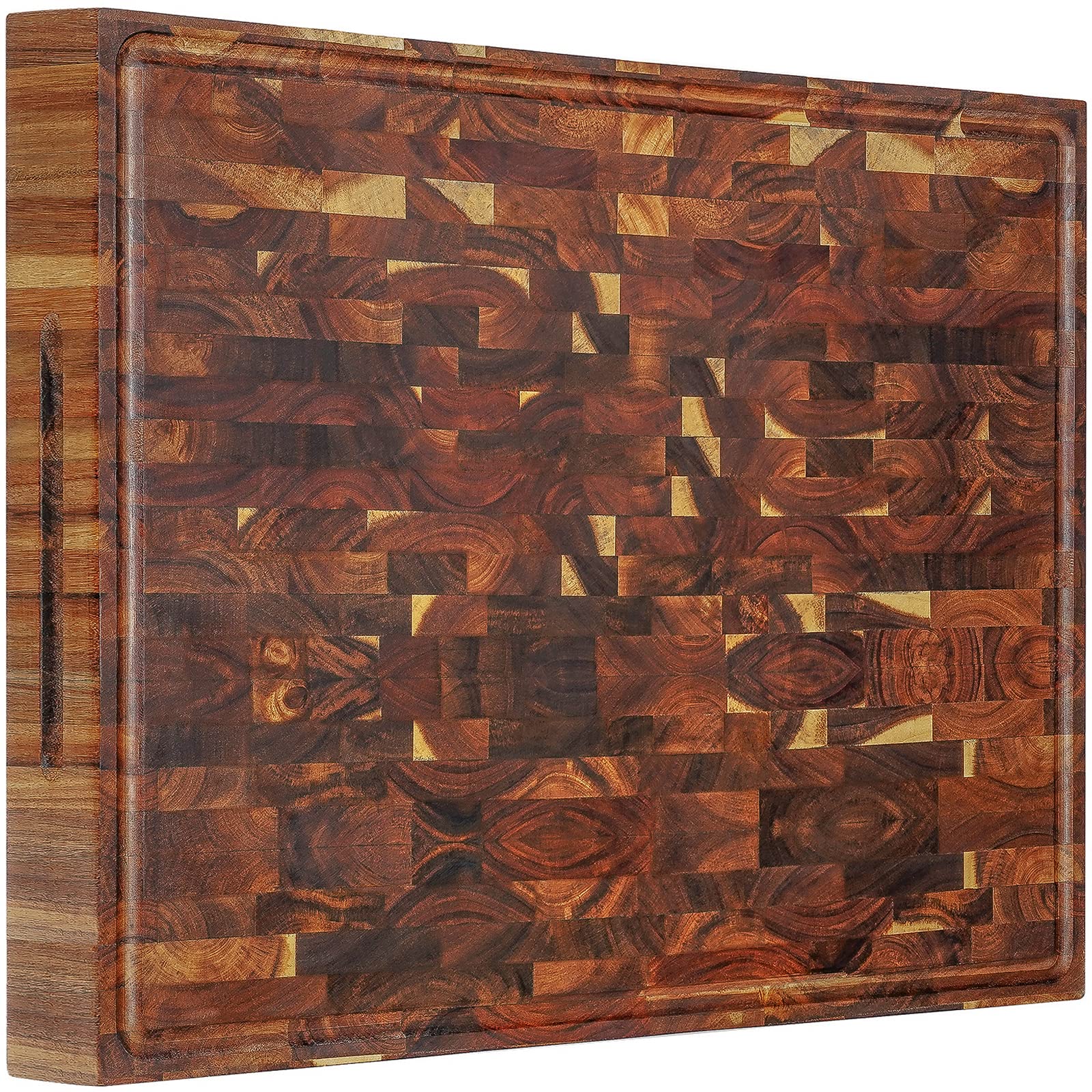 AZRHOM Thick End Grain Acacia Wood Cutting Board 24x18x2 In, Wooden Butcher Block, Chopping Board For Kitchen with Juice Groove 