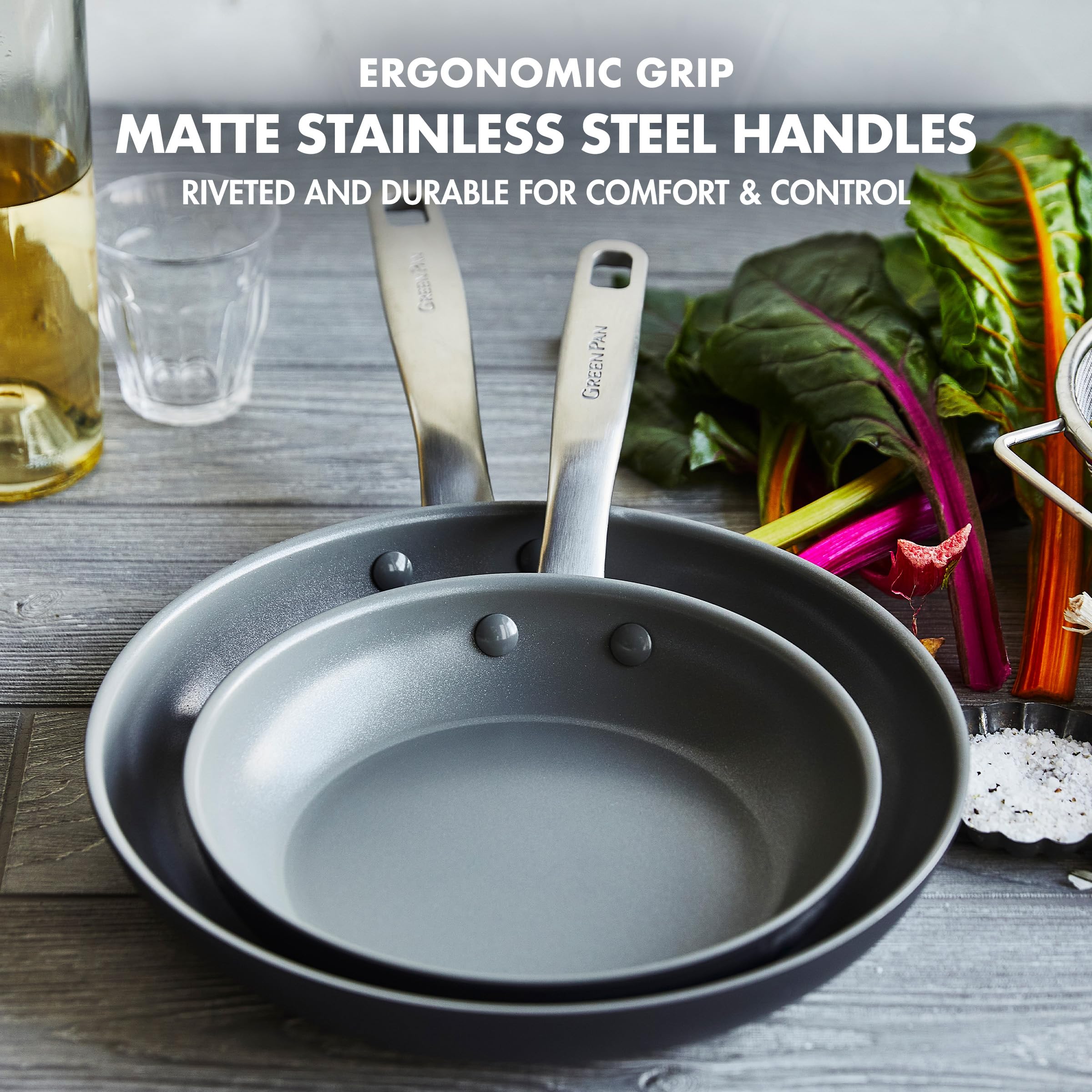 Greenpan Chatham Hard Anodized Healthy Ceramic Nonstick, 8 9.5 And 11 3 Piece Frying Pan Skillet Set, Pfas-Free, Dishwashe
