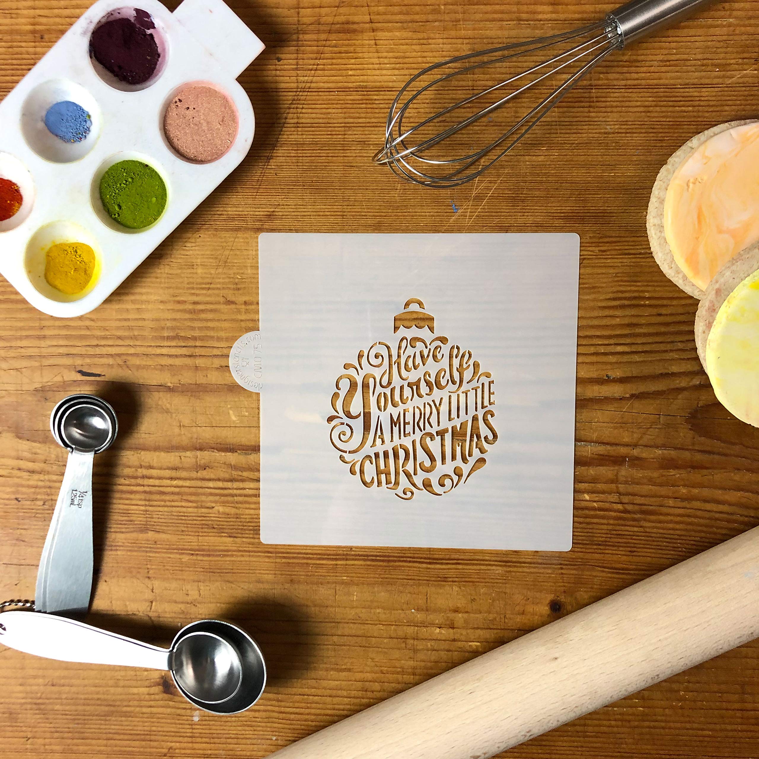 Merry Christmas Holly Ornament Cookie And Craft Stencil By Designer Stencils
